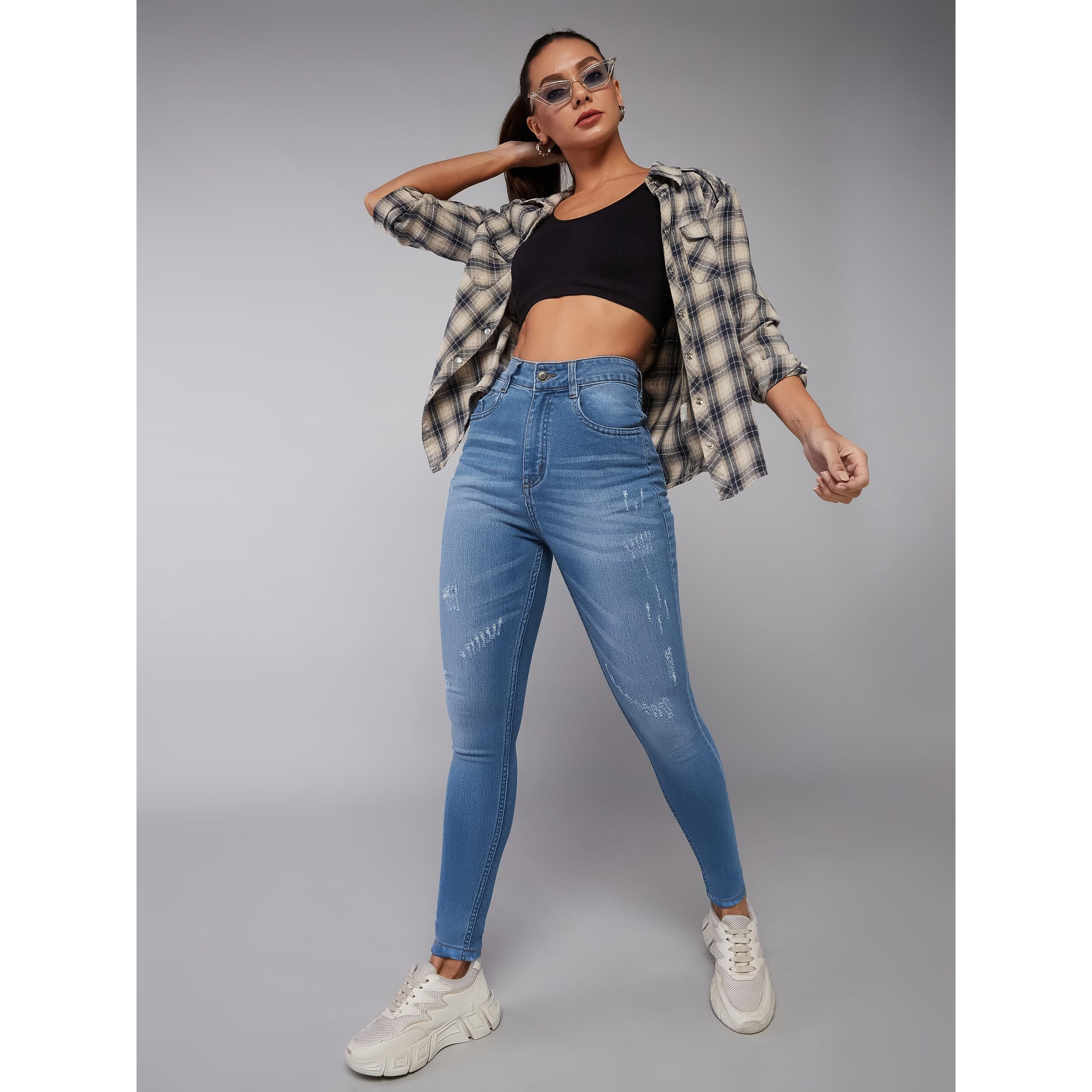 Miss Chase Women's Skinny Fit High/Mid Rise Regular Length Stretchable Denim (Plus Size) Jeans (Mcaw18Den02-76-318-38, Charlotte Blue, 38)