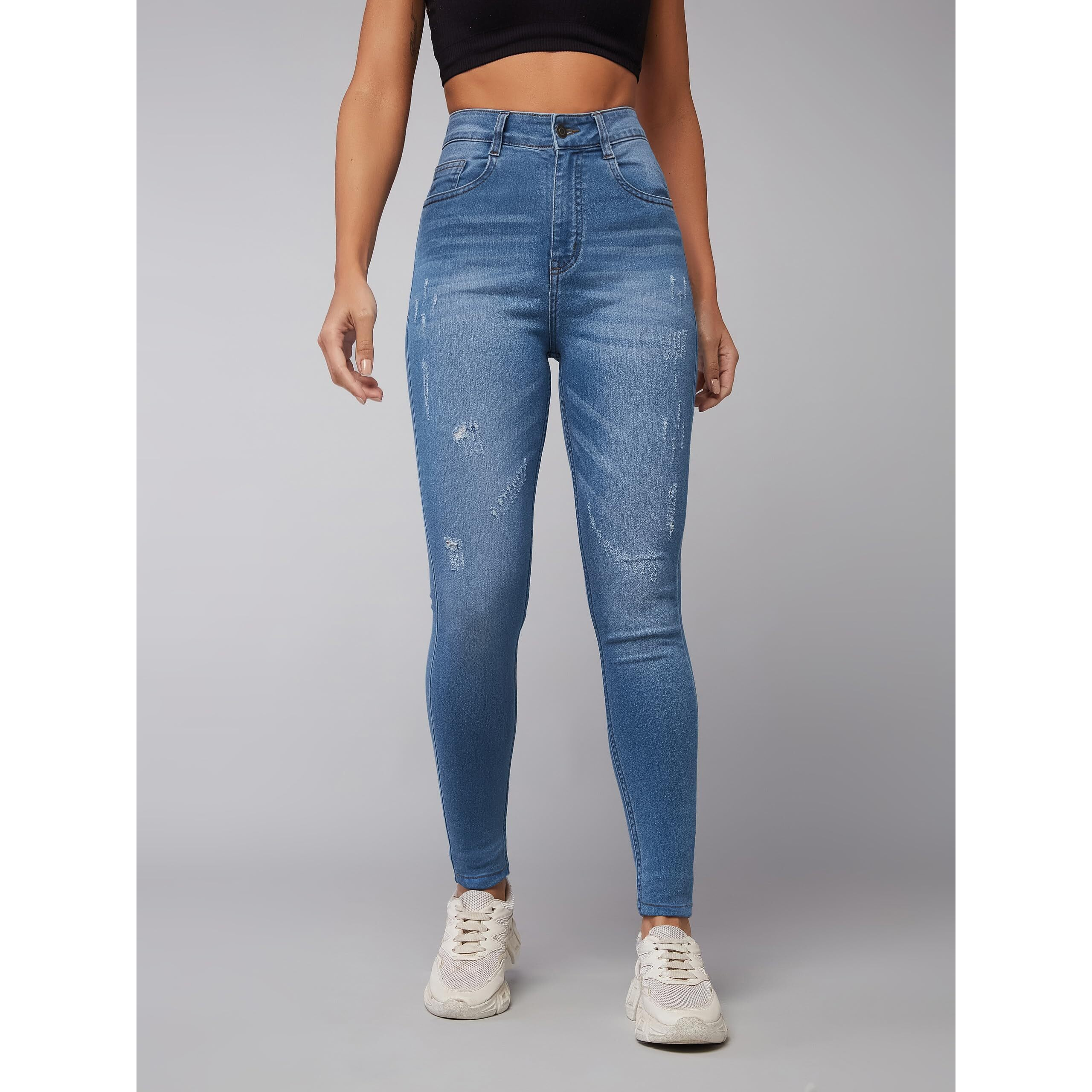 Miss Chase Women's Skinny Fit High/Mid Rise Regular Length Stretchable Denim (Plus Size) Jeans (Mcaw18Den02-76-318-38, Charlotte Blue, 38)