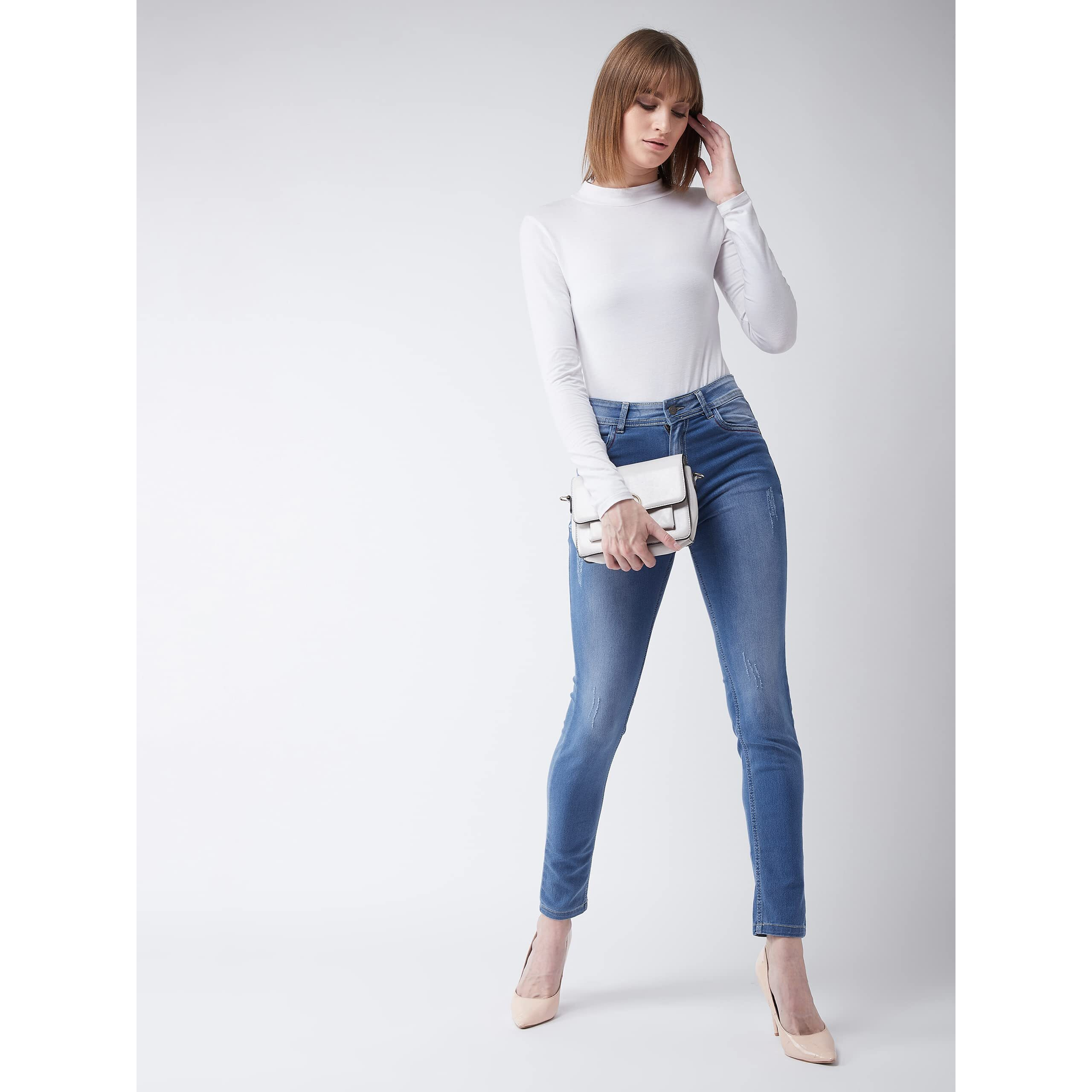 Miss Chase Women's Skinny Fit High Rise Regular Length Denim Stretchable (Plus Size) Jeans (Mcss19Den08-27-402-32, Blue, 32)