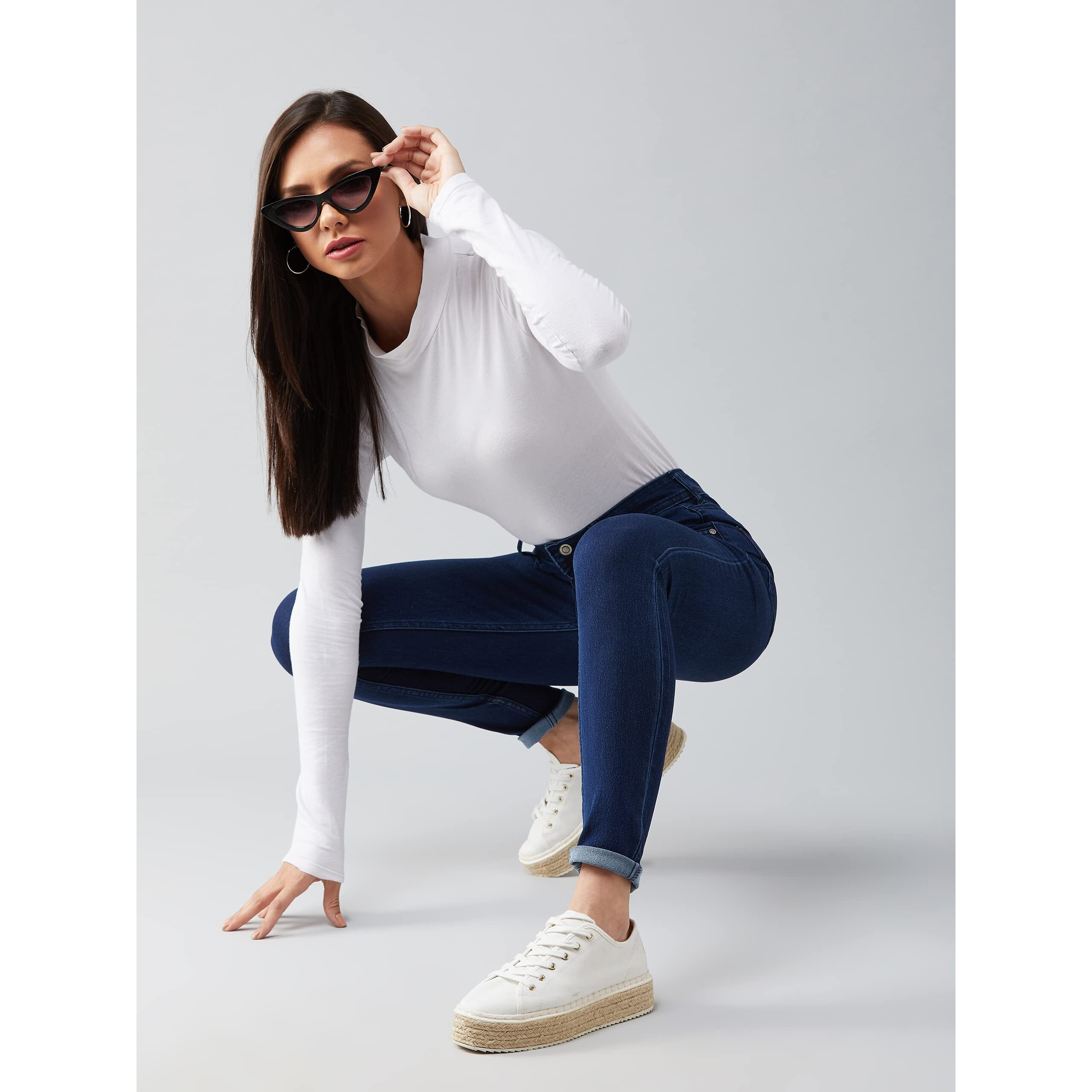 Miss Chase Women's Skinny Fit High Rise Regular Length Stretchable Denim (Plus Size) Jeans (Mcaw18Den02-77-360-36, Stormy Blue, 36)