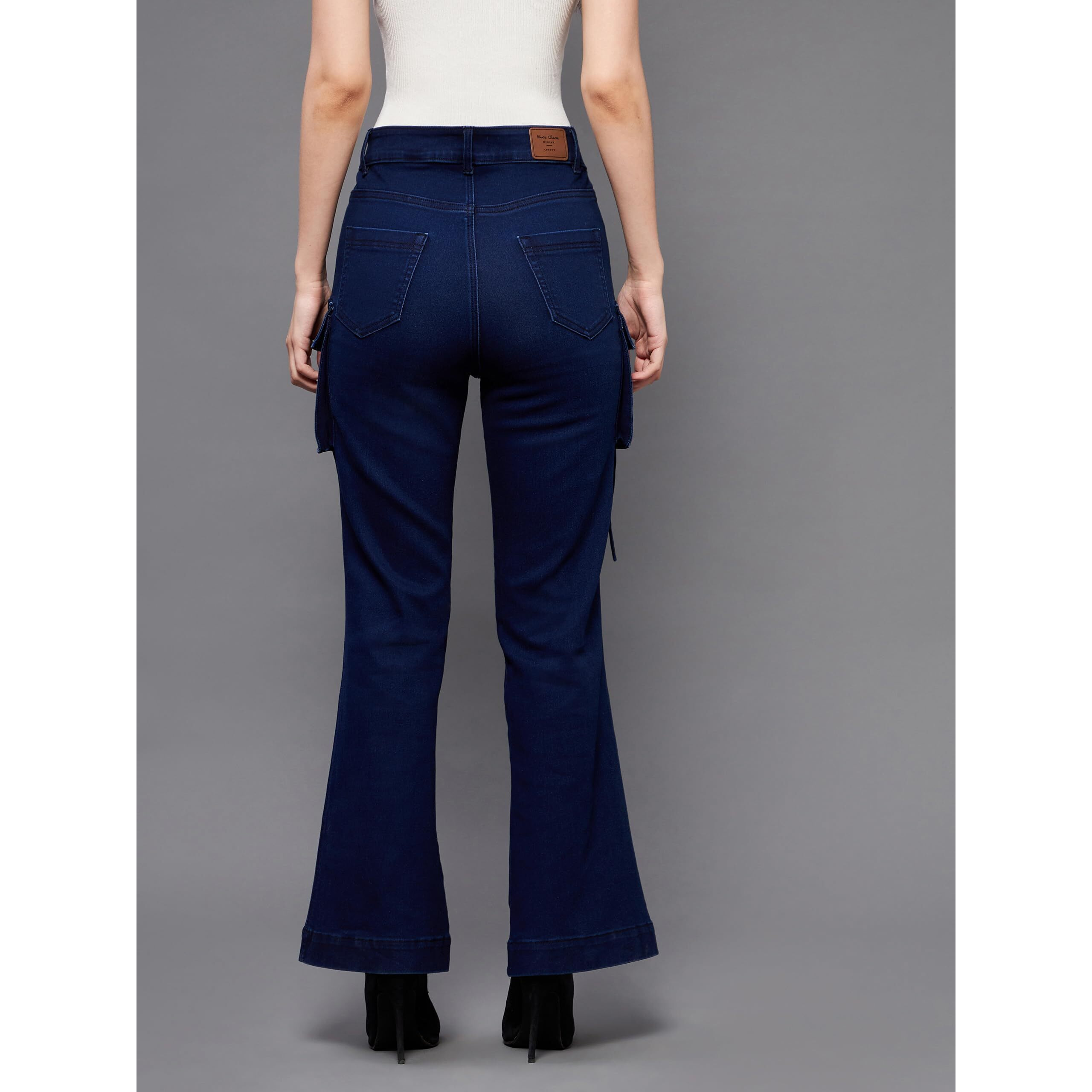 Miss Chase Women's Bootcut High Rise Regular Stretchable Denim Jeans (Plus Size)(Mcss24Den79-03-71-24, Navy Blue, 24)