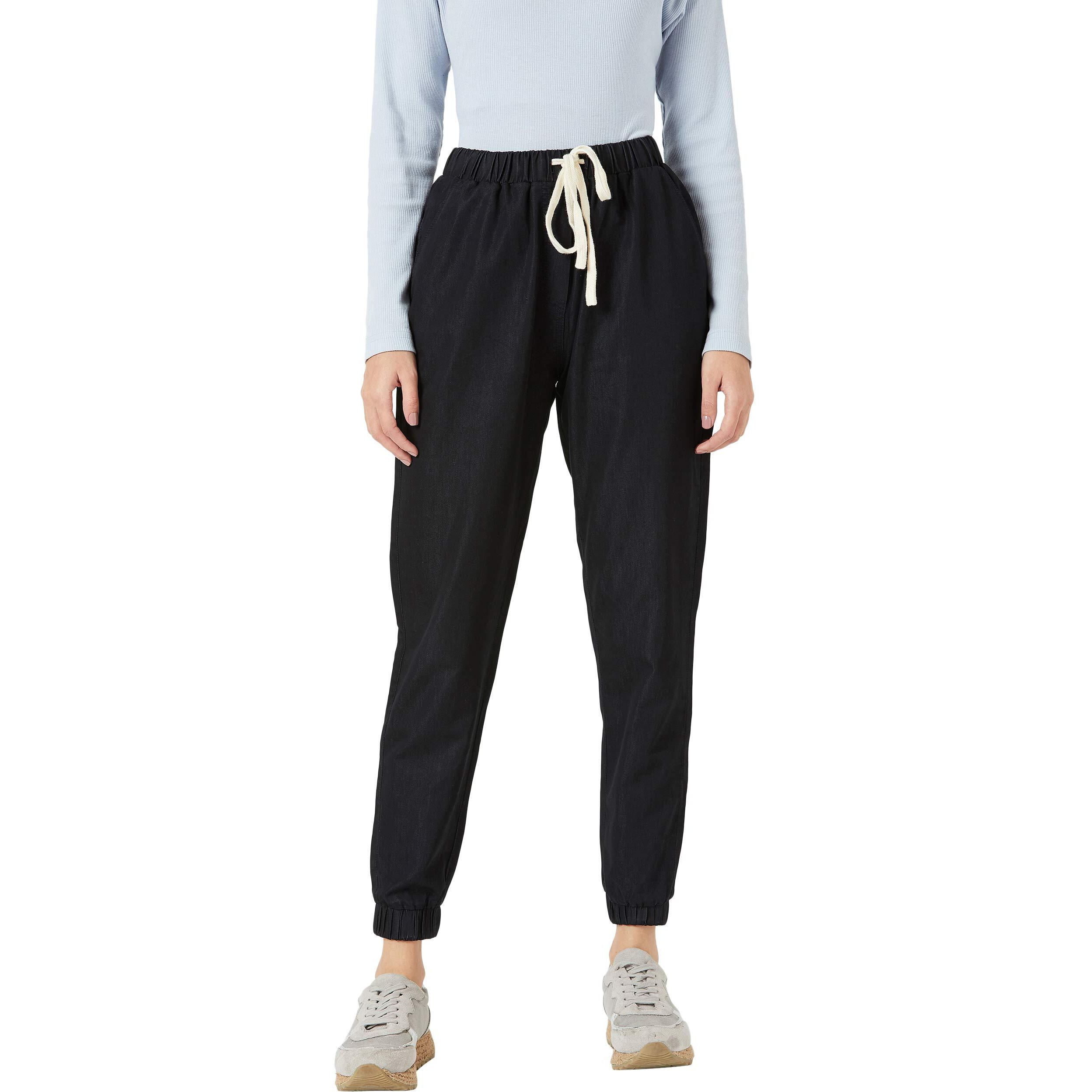 Miss Chase Women's Black Denim Joggers(Mcaw19Den06-26-62-28,Black,28)