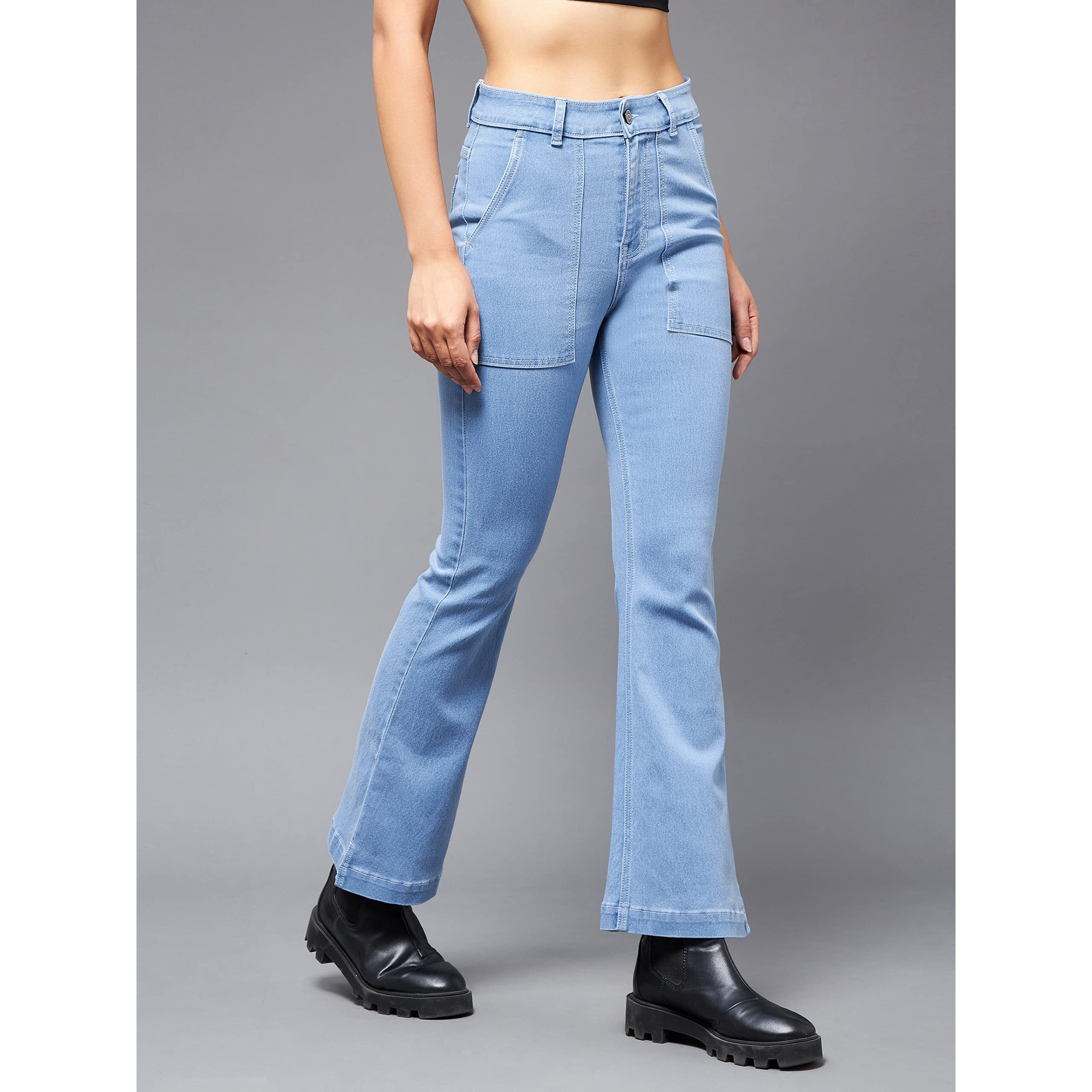 Miss Chase Women's Light Blue Bootcut High Rise Clean Look Regular Stretchable Denim Jeans (Mcss22Den12-19-158-28, Light Blue, 28)