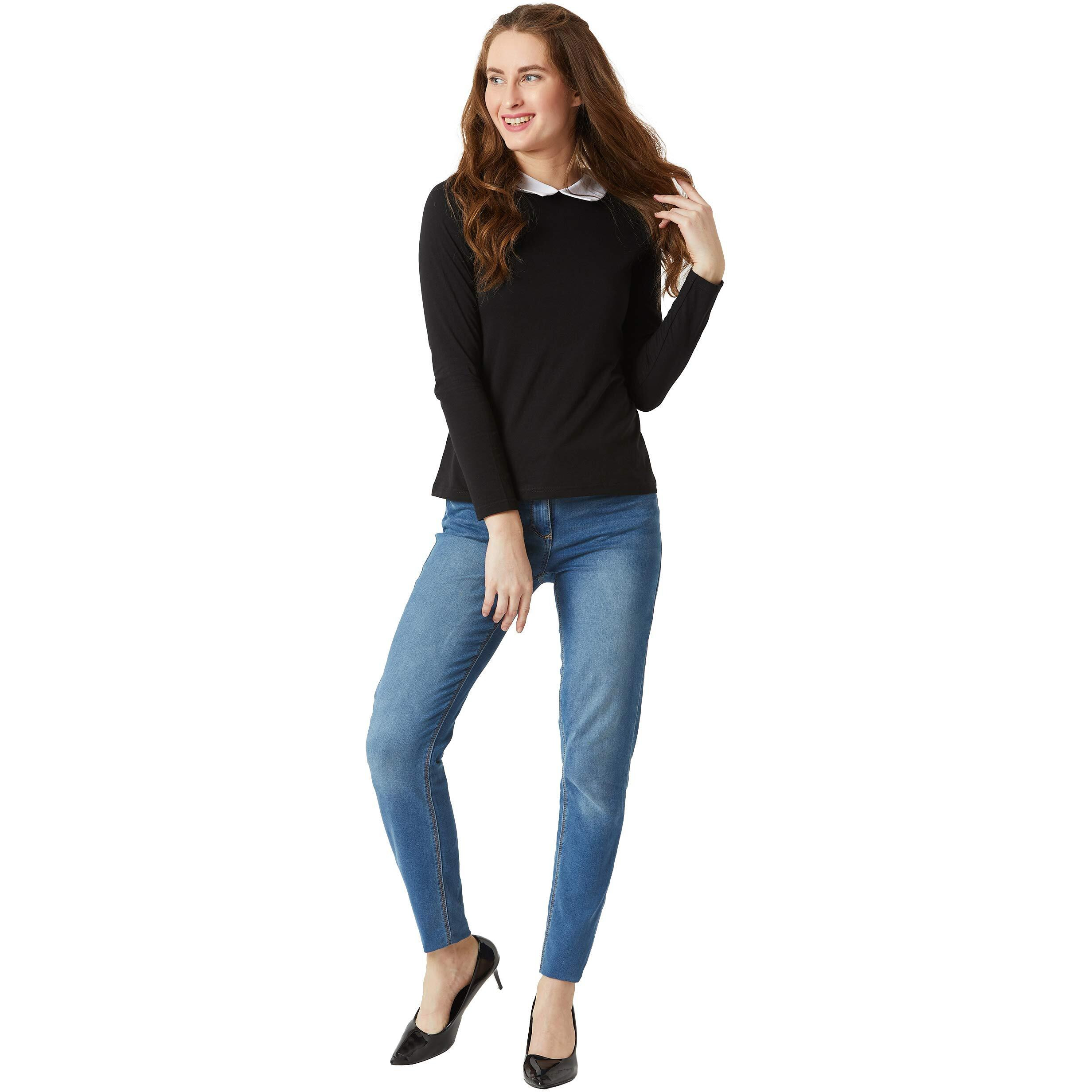 Miss Chase Women's Black Full Sleeve Cotton Top(Mcaw17Tp08-97-62-04_Black_Medium)