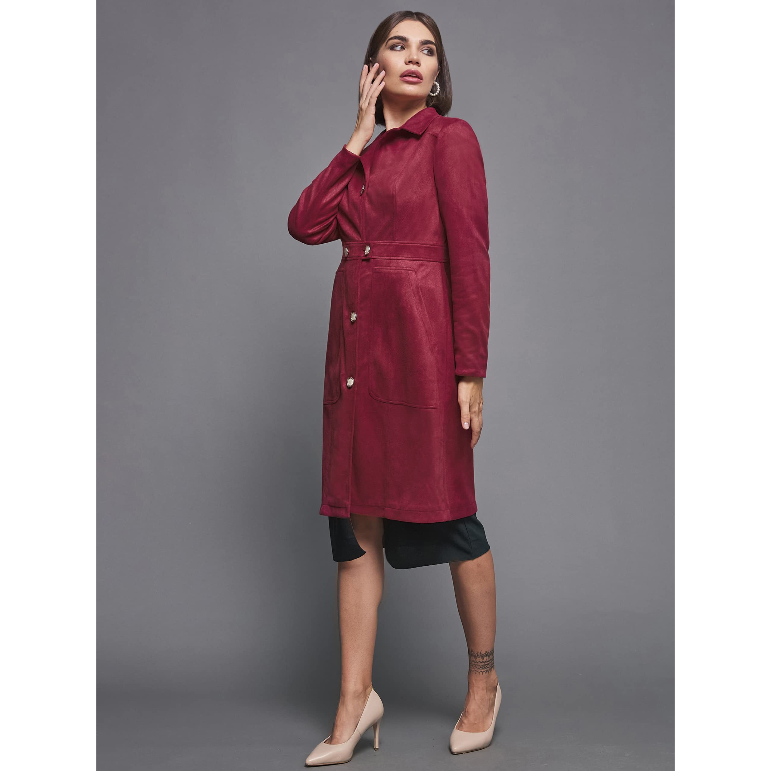 Miss Chase Dry Clean Only (Mcaw22Jkt03-49-287-06, Dark Red, Xl)