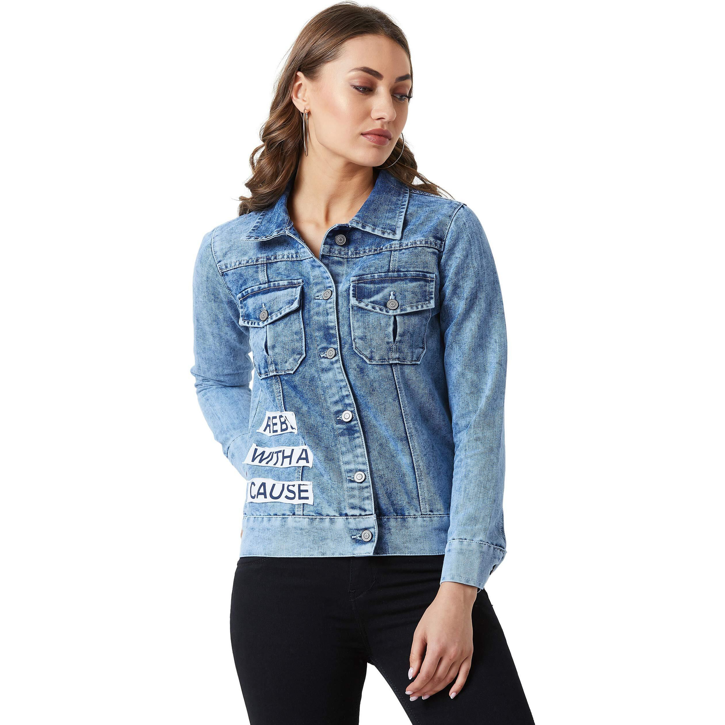 Miss Chase Denim Women's Short Length Jacket (Mcss19Den05-33-158_Light Blue_Small)