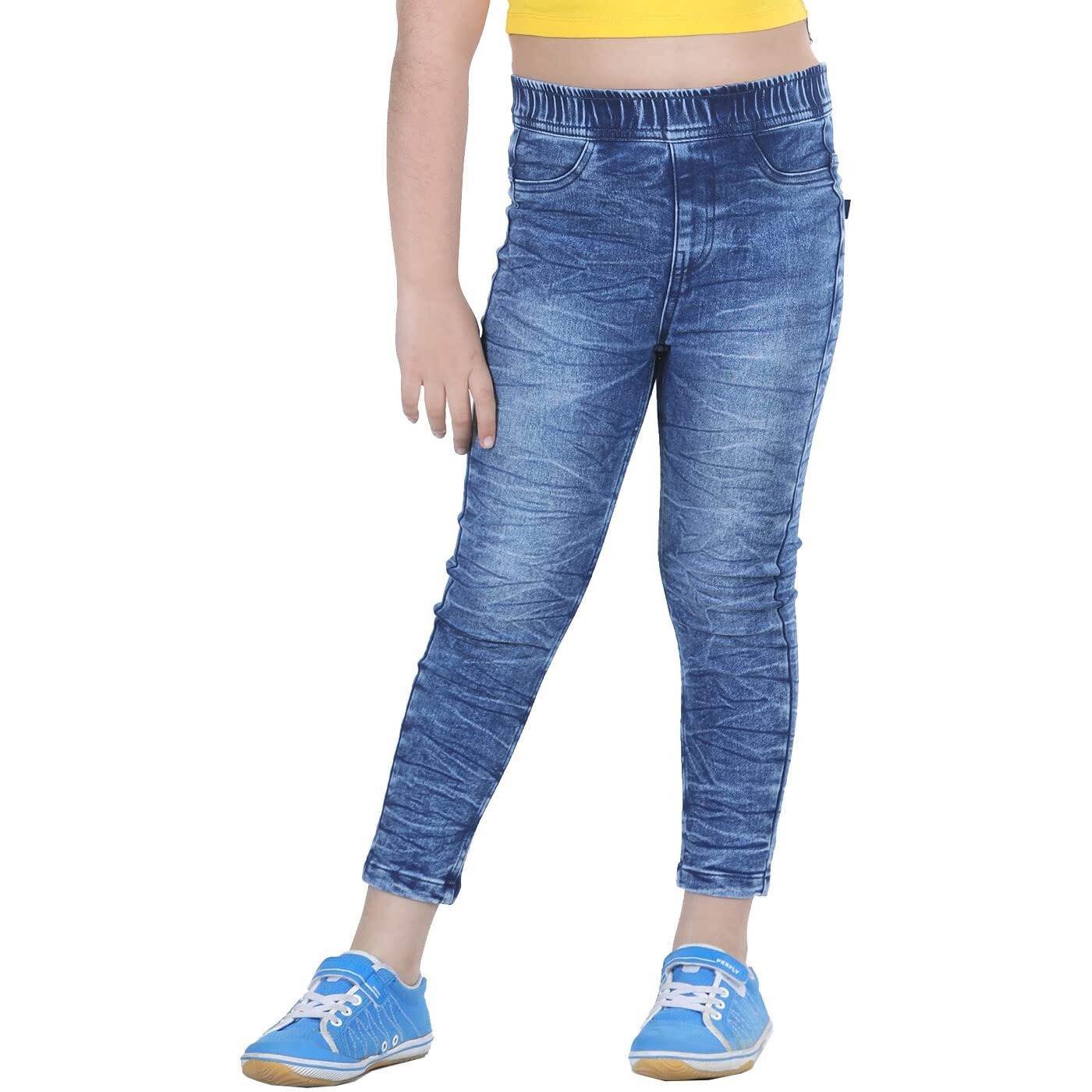Naughty Ninos Girl's Skinny Jeans (Washedjeans_Blue_14 Years-15 Years)