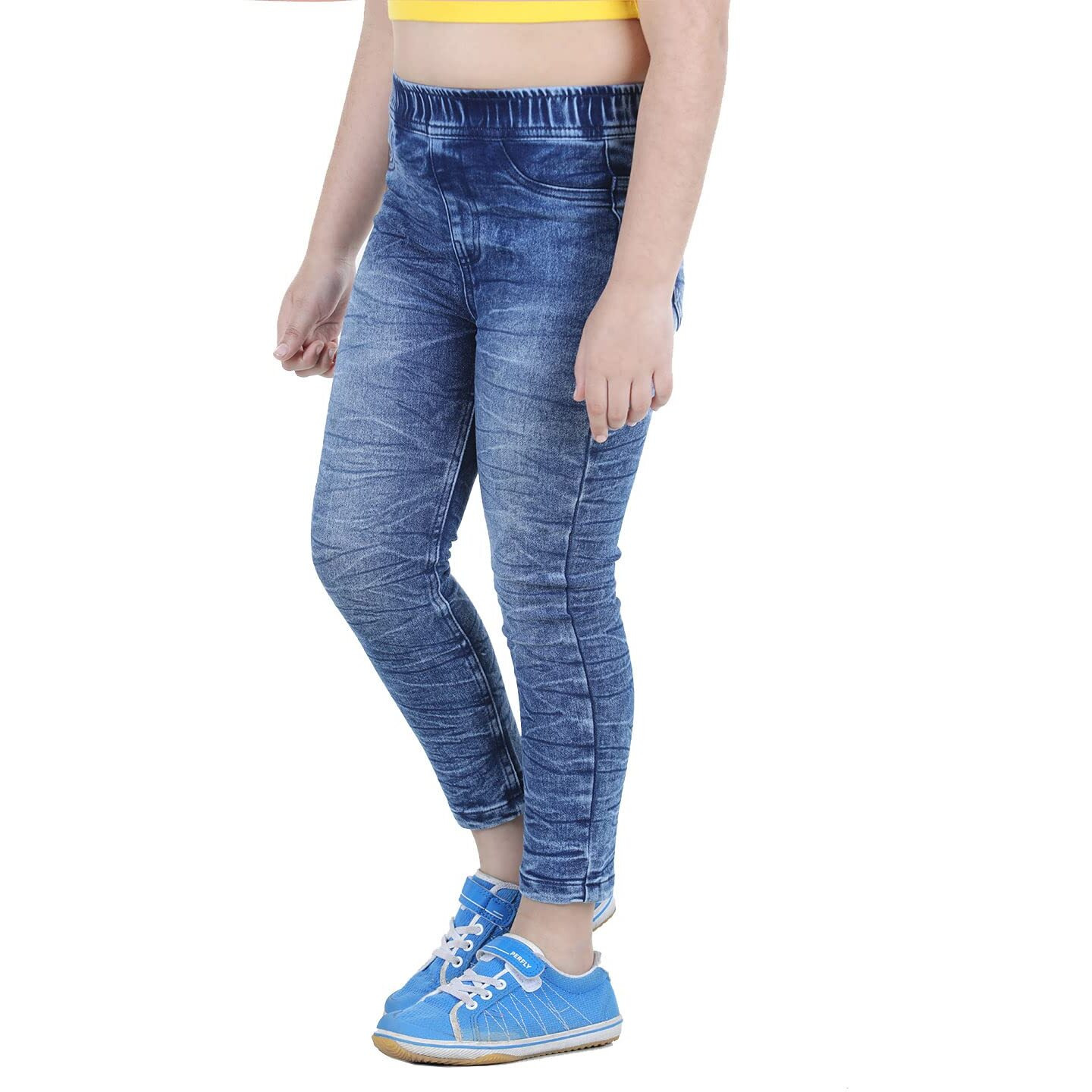 Naughty Ninos Girl's Skinny Jeans (Washedjeans_Blue_14 Years-15 Years)