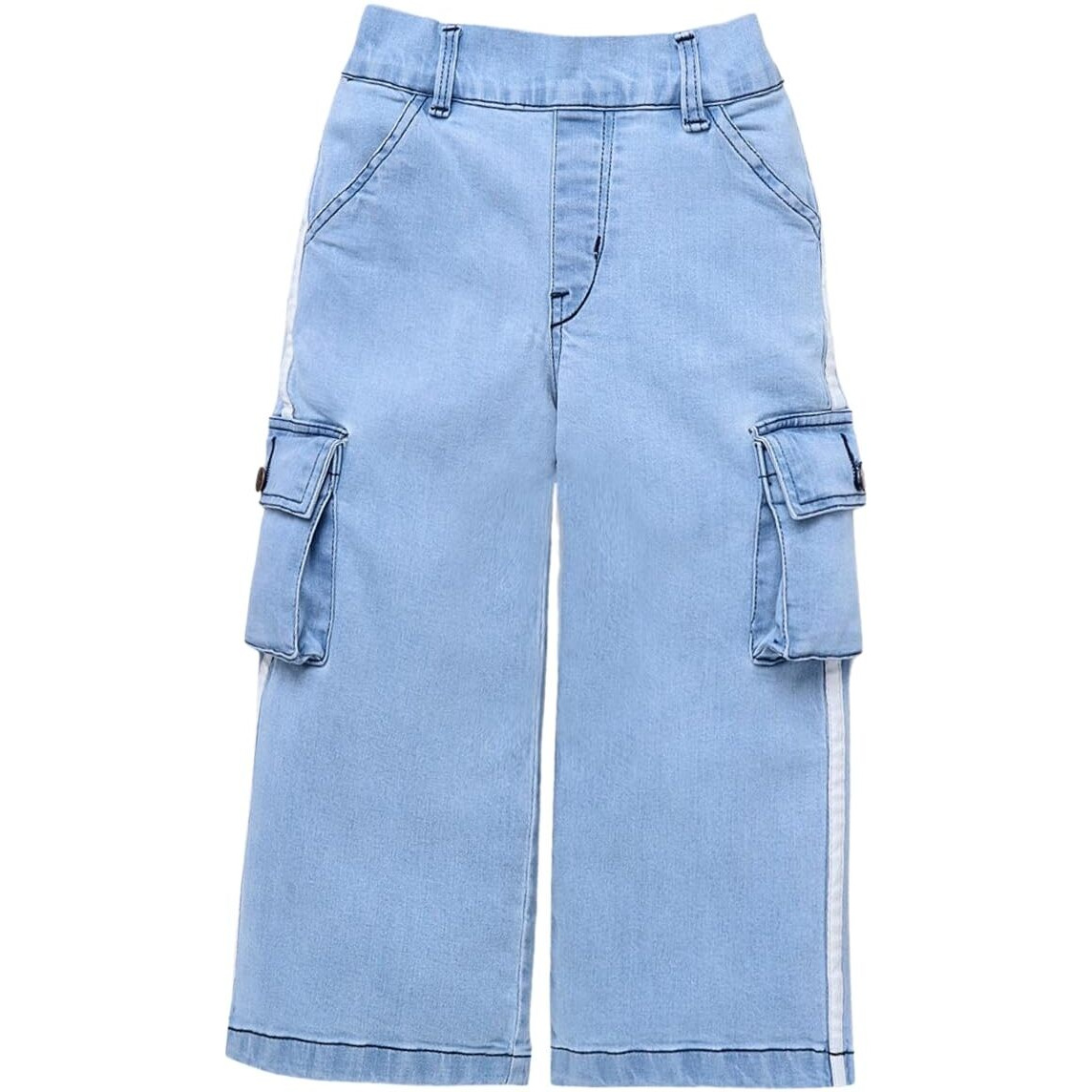 Naughty Ninos Girls Blue Denim Flared Cargo Pants (Nn00056Pnt_3-4 Years)