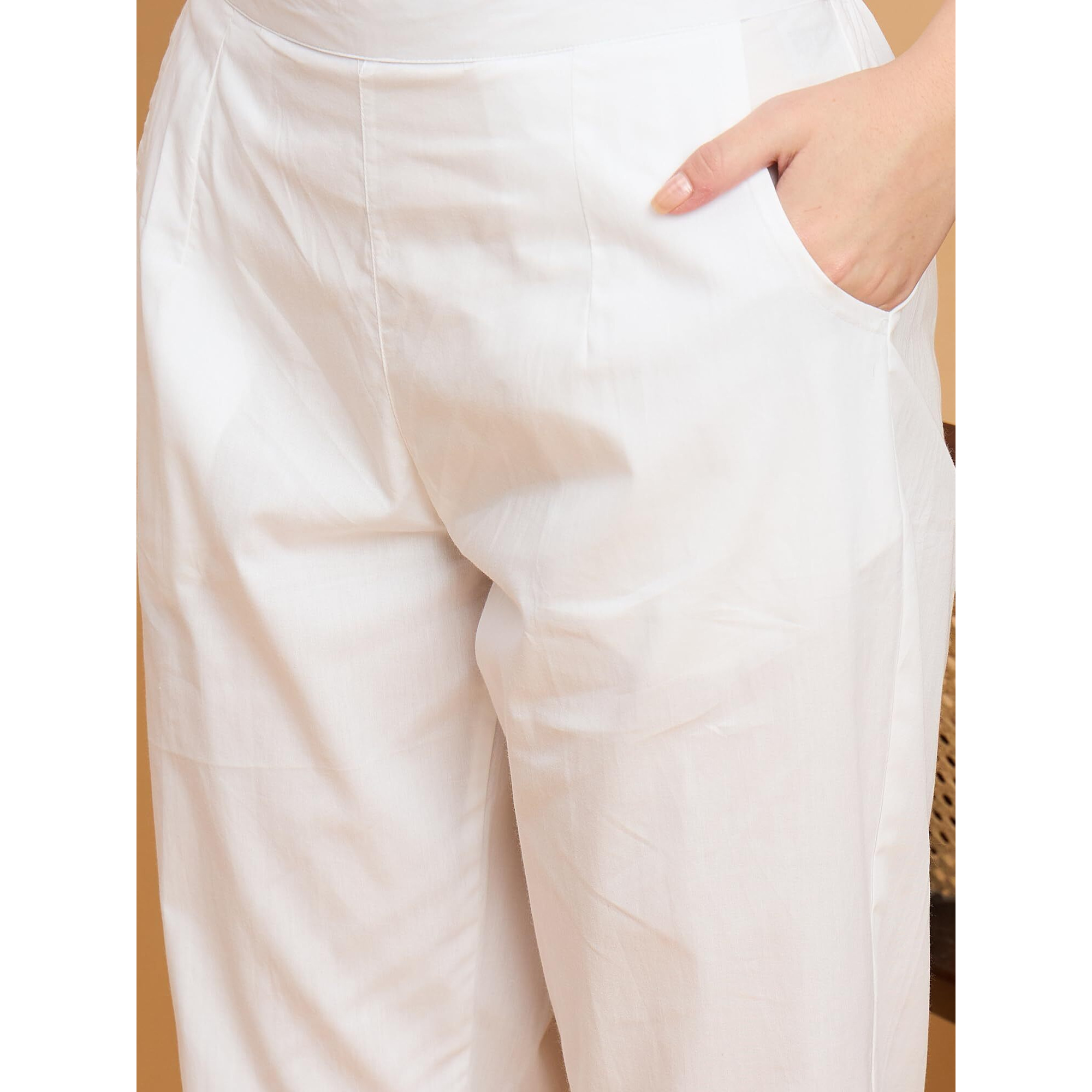 Nermosa Womens Cotton Straight Pants | Regular Fit Trousers With Pockets | Xs4Xl | Office, Casual & Ethnic Bottoms (7 Colors) (In, Alpha, Xl, Regular, White)