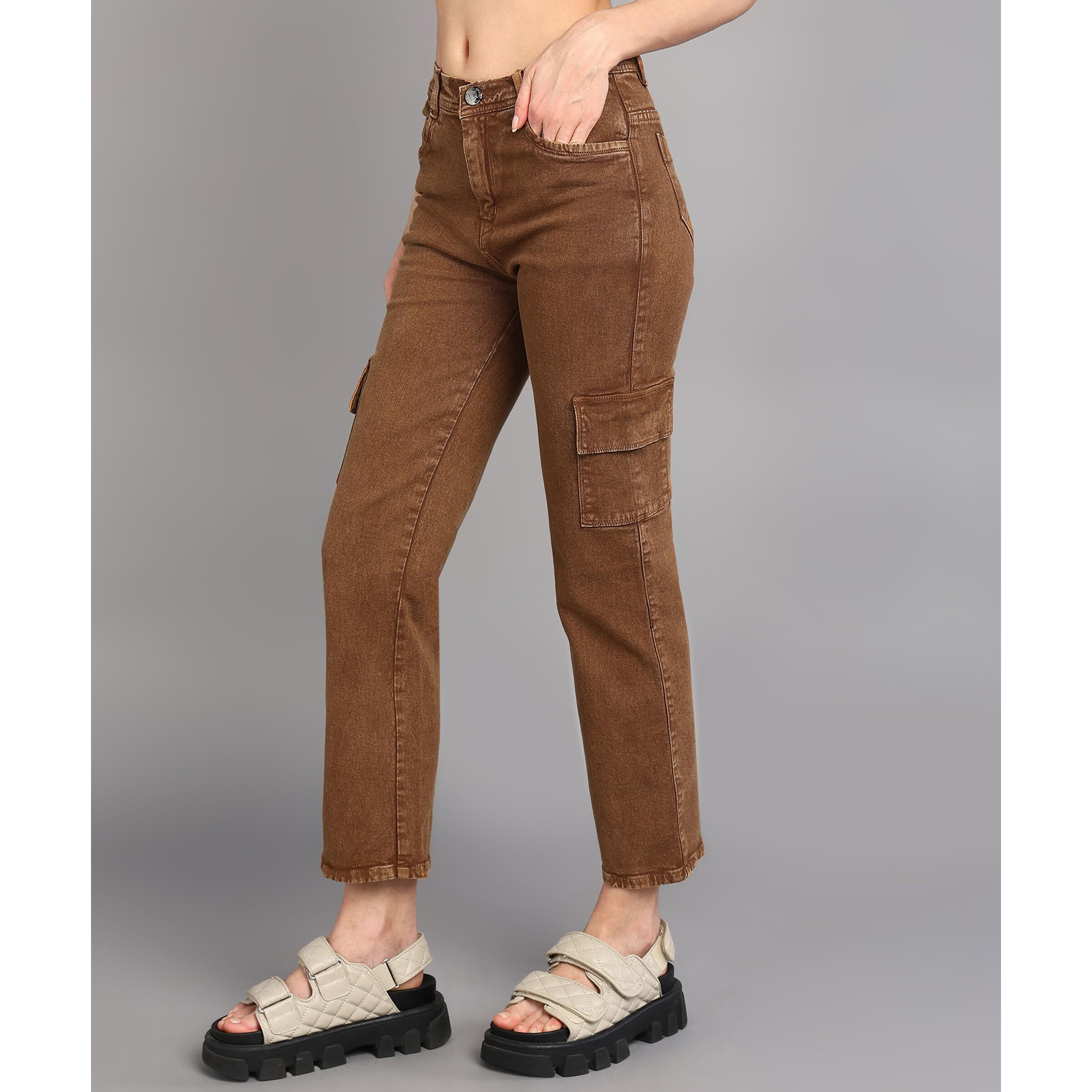 Nifty Women Mid Rise Straight Jeans (1460_Rust, 30