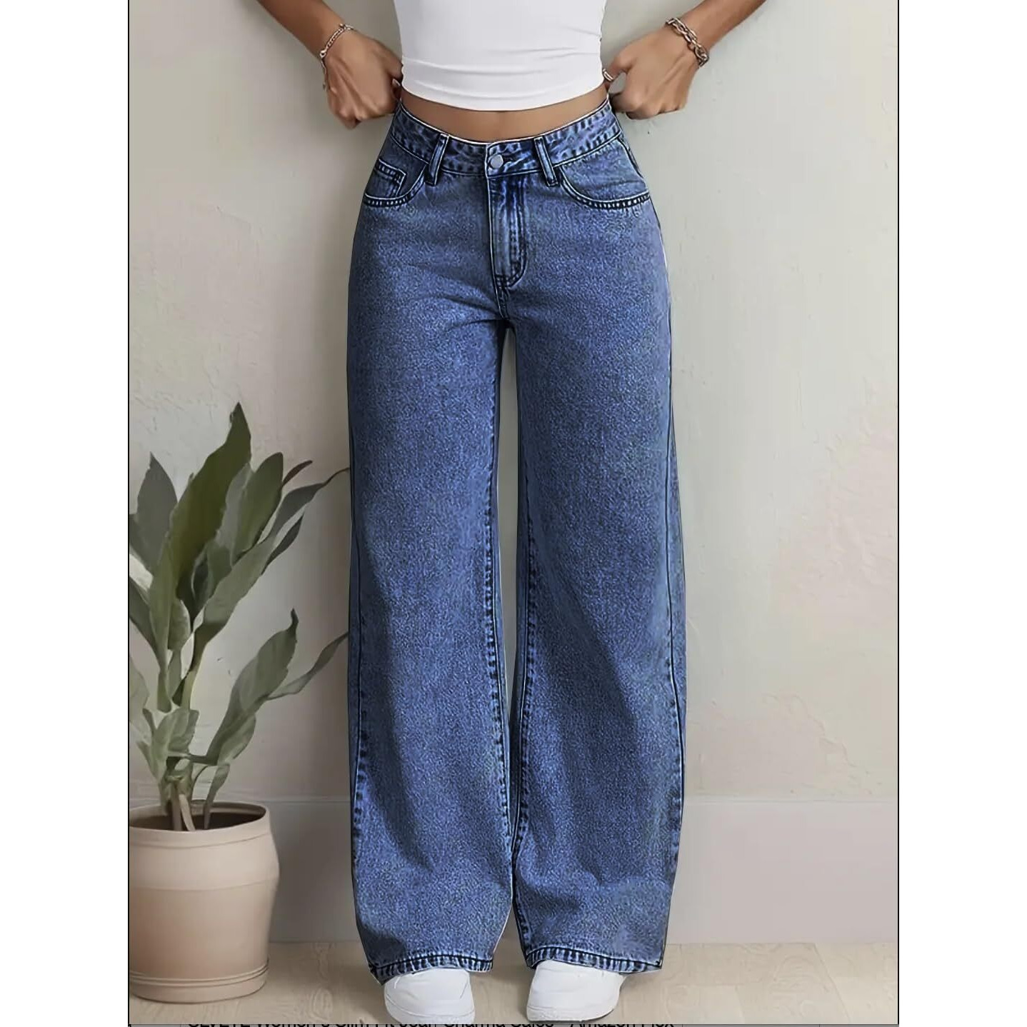 Nifty Women's Denim Stretchable High Waist Medium Wash Baggy Jeans (1477_Bta_28_Blue_28) || Back Pocket Bow Tie Detail
