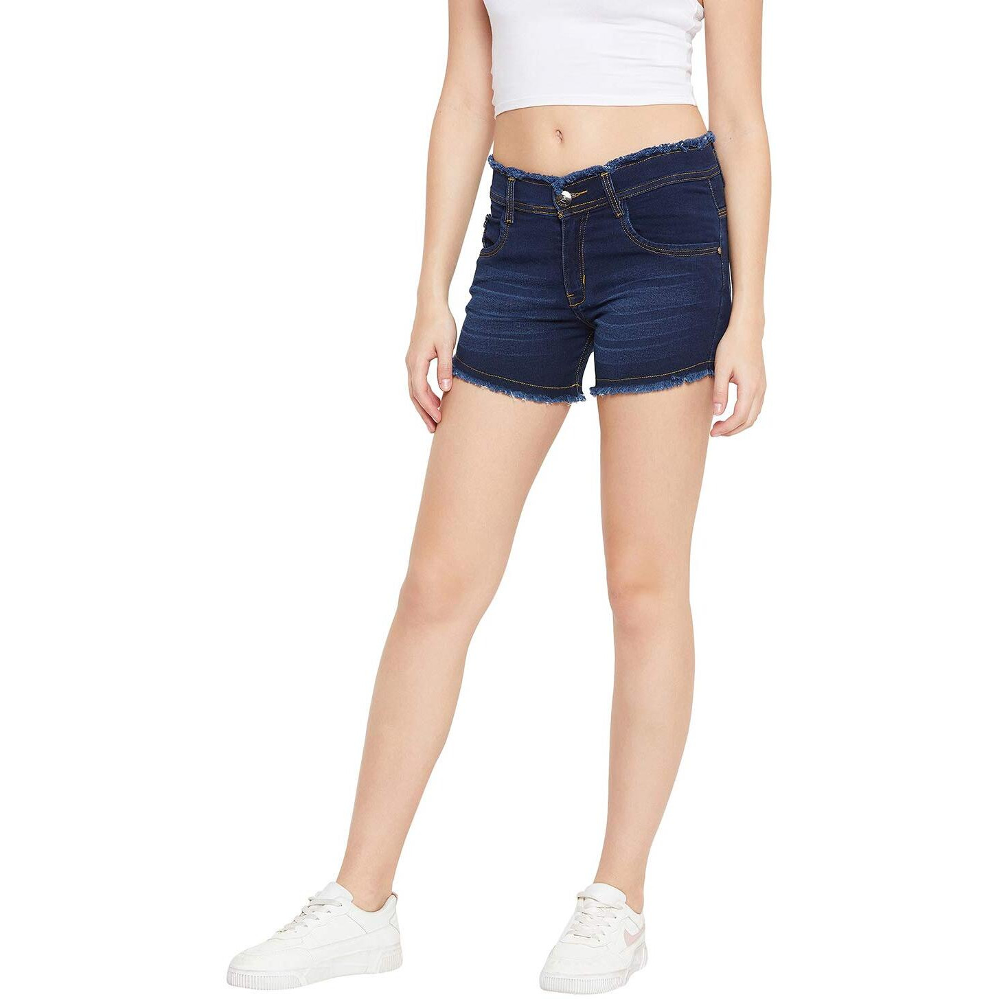 Nifty Women's Denim Slim Fit Shorts (1425, BasicBlue, 30)