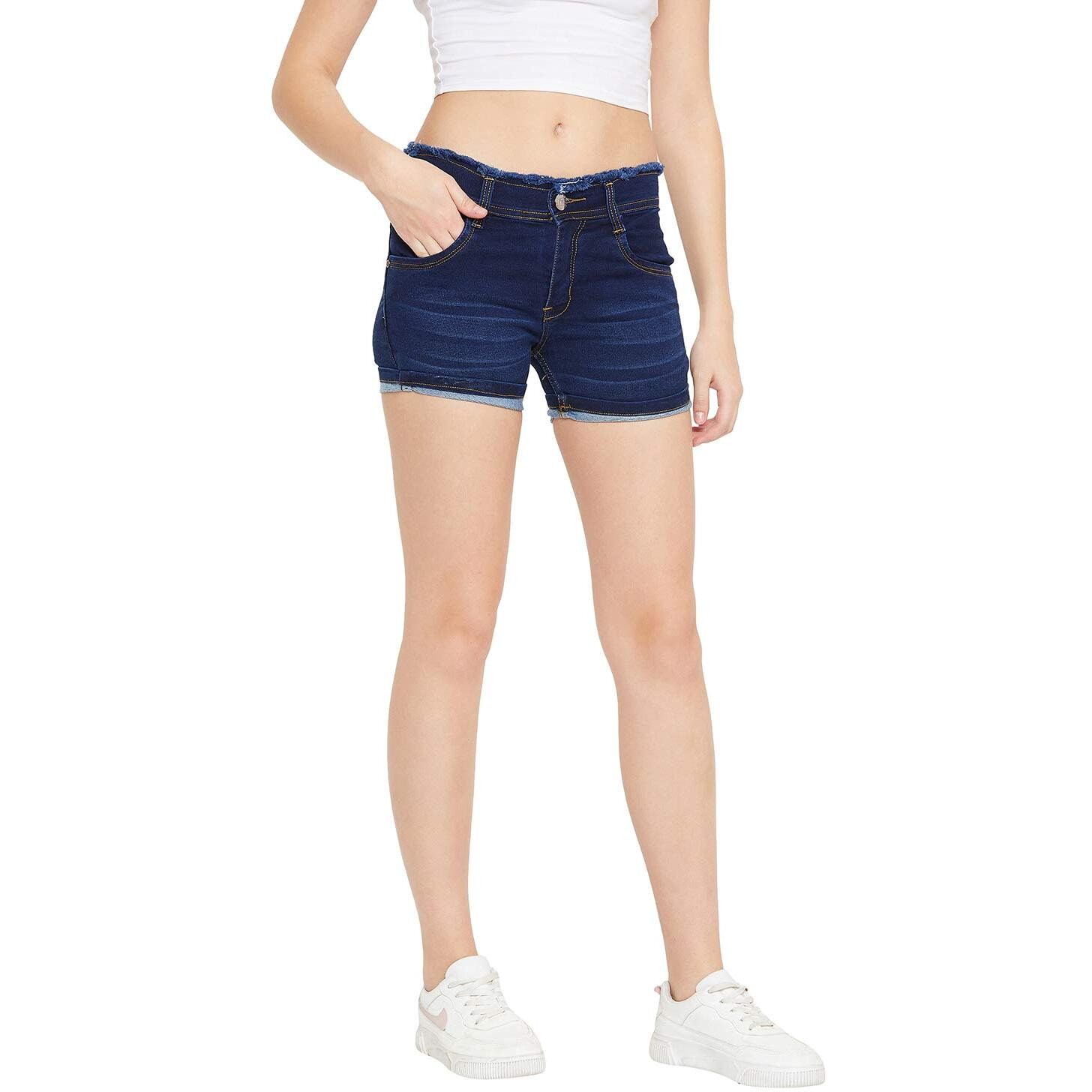 Nifty Women's Denim Slim Fit Shorts (1418, BasicBlue, 34)
