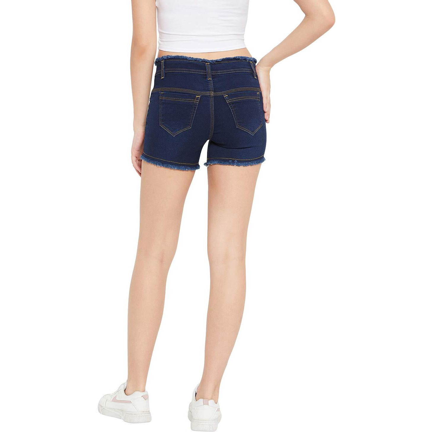 Nifty Women's Denim Slim Fit Shorts (1425, BasicBlue, 34)