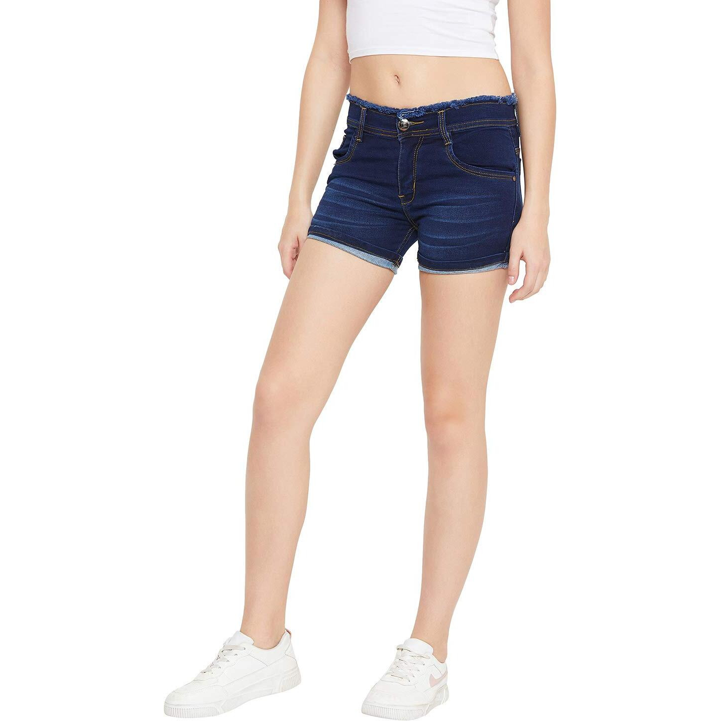 Nifty Women's Denim Slim Fit Shorts (1418, BasicBlue, 32)