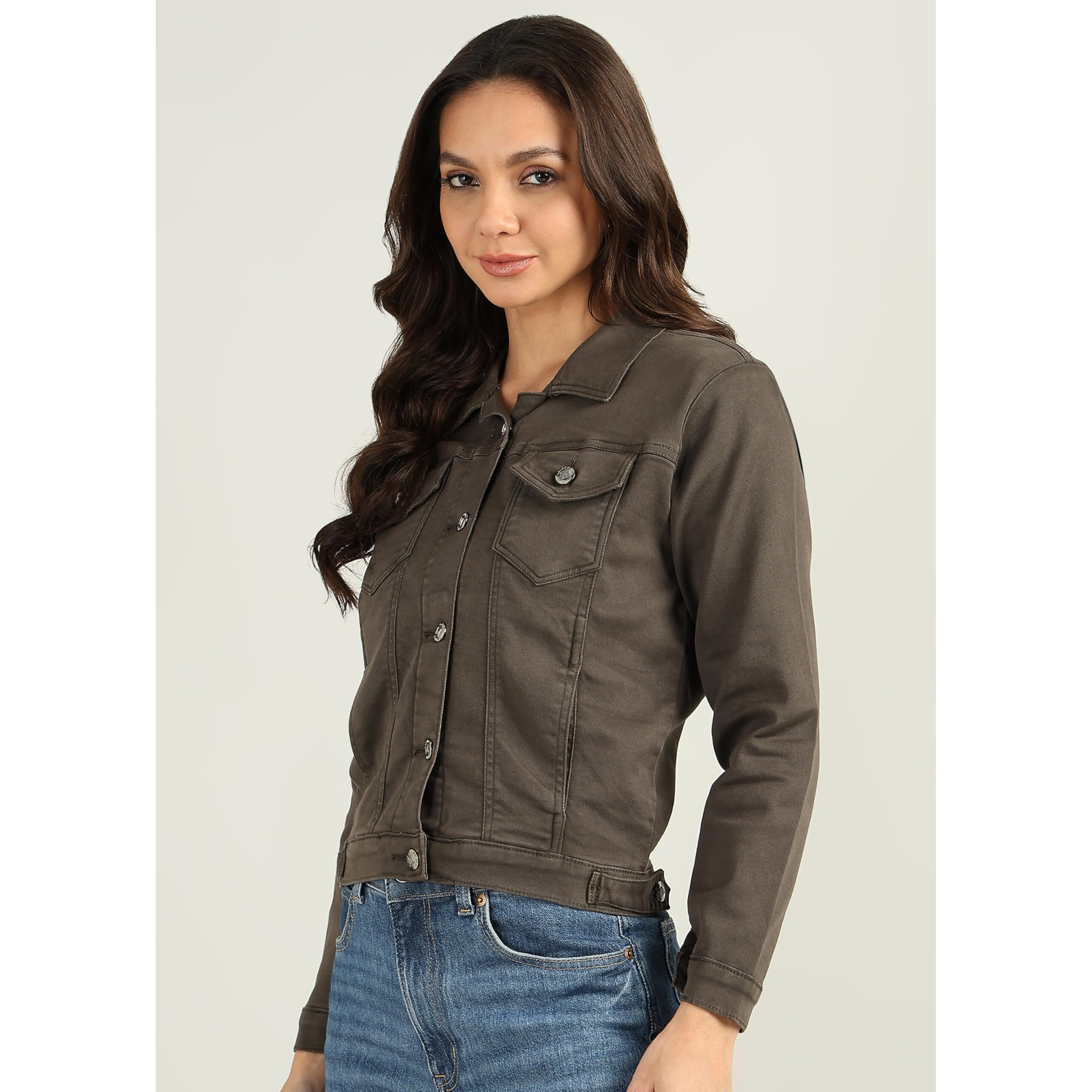 Nifty Women's Denim Color Trucker Jacket (1471_Jckt_Dgrey_Xl_Dark_Grey_Xl)