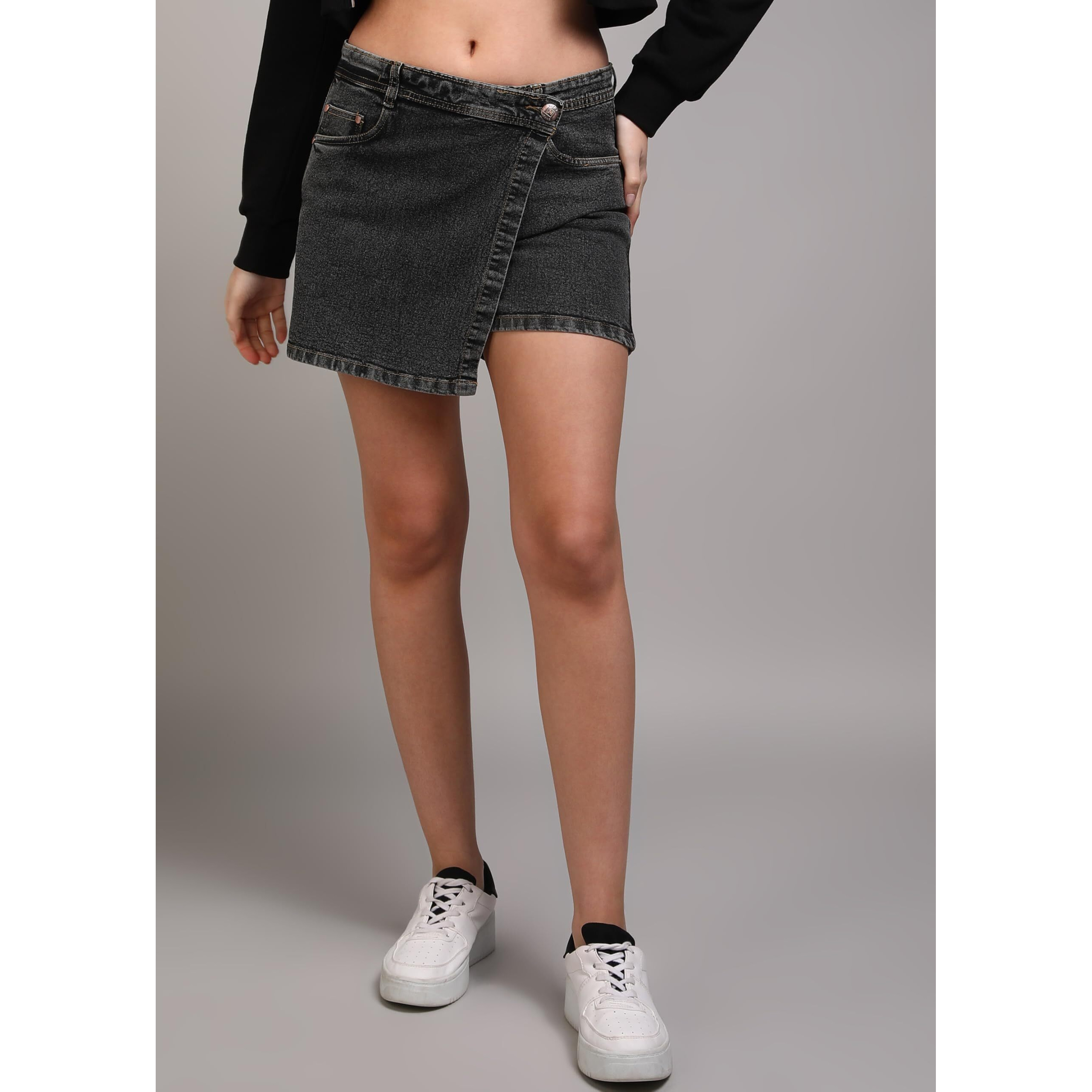 Nifty Women's Denim Skorts (1475_Gry_32_Grey_32)