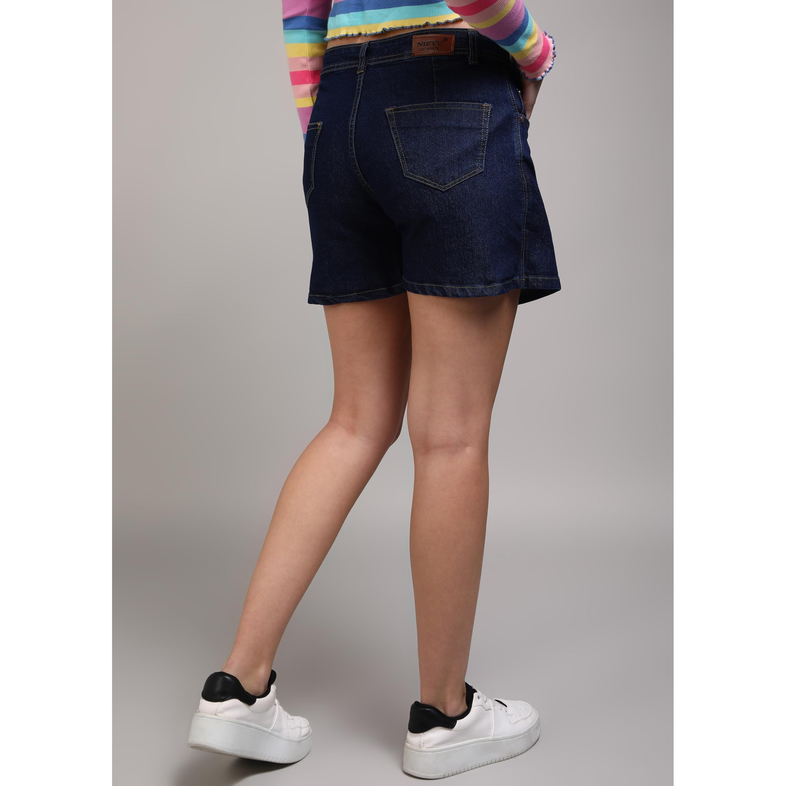 Nifty Women's Denim Skorts (1475_Bsc_26_Blue_26)