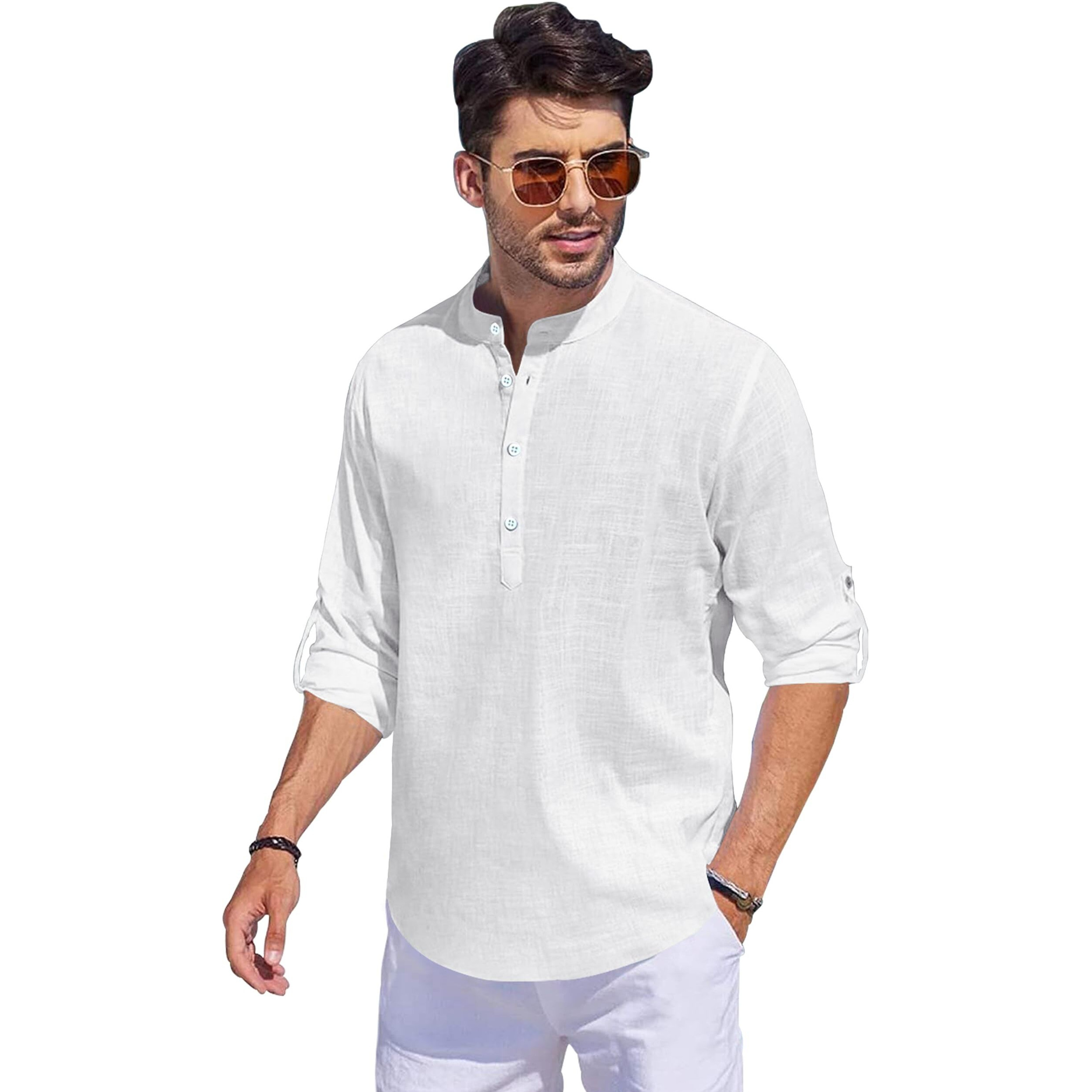 Noble Monk Men Full Sleeve Solid Regular Fit Kurta | Kurta Shirt For Men And Boys White