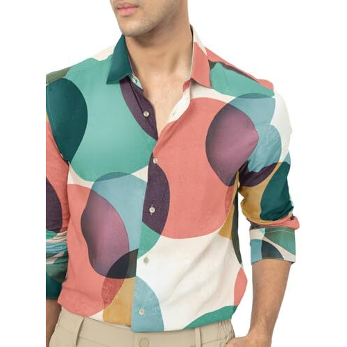 Noble Monk Men's Regular Fit Printed Shirt |Full Sleeves |Collar Shirts | Casual Shirt