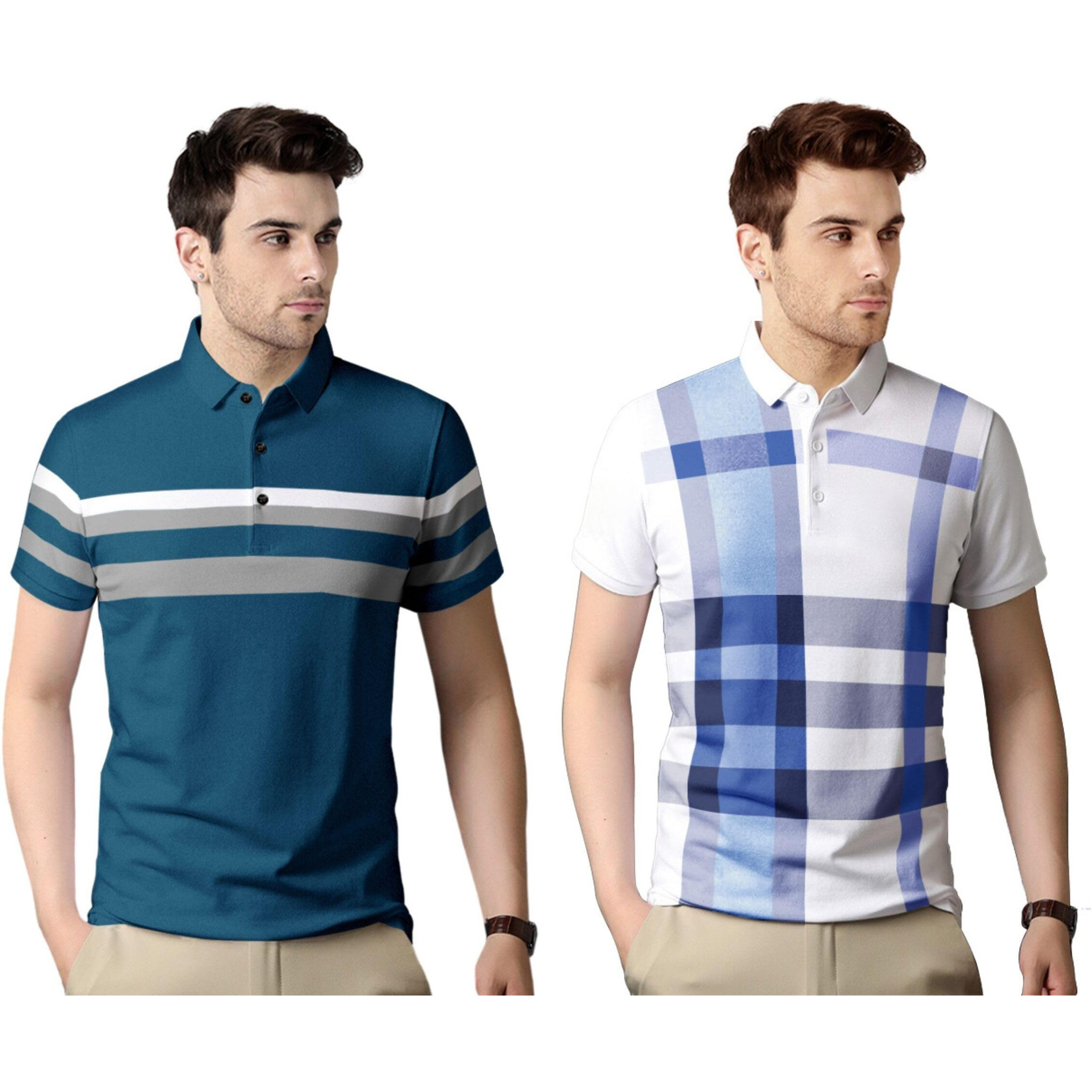 Men's Regular Fit Polo T Shirt (Combo Pack Of 2) |Half Sleeves |Collar Tshirts |Nobel Monk T Shirt | Casual Tshirt