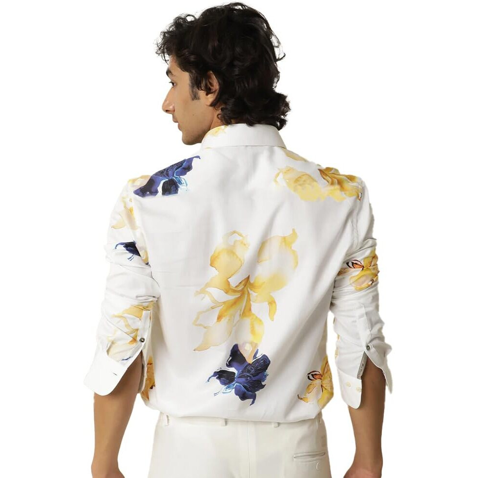 Nobel Monk Men's Solid Casual Shirt | Full Sleeve | Floral Print | Stylish Shirt For Men