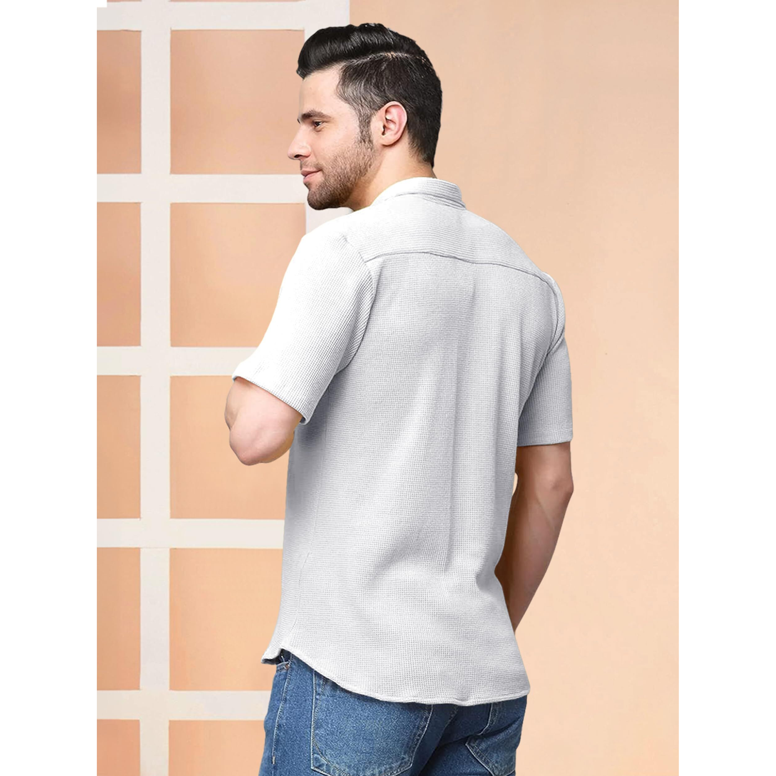 Nobel Monk Men's Solid Casual Shirt |Half Sleeve | Regular Fit |Stylish Shirt For Men White