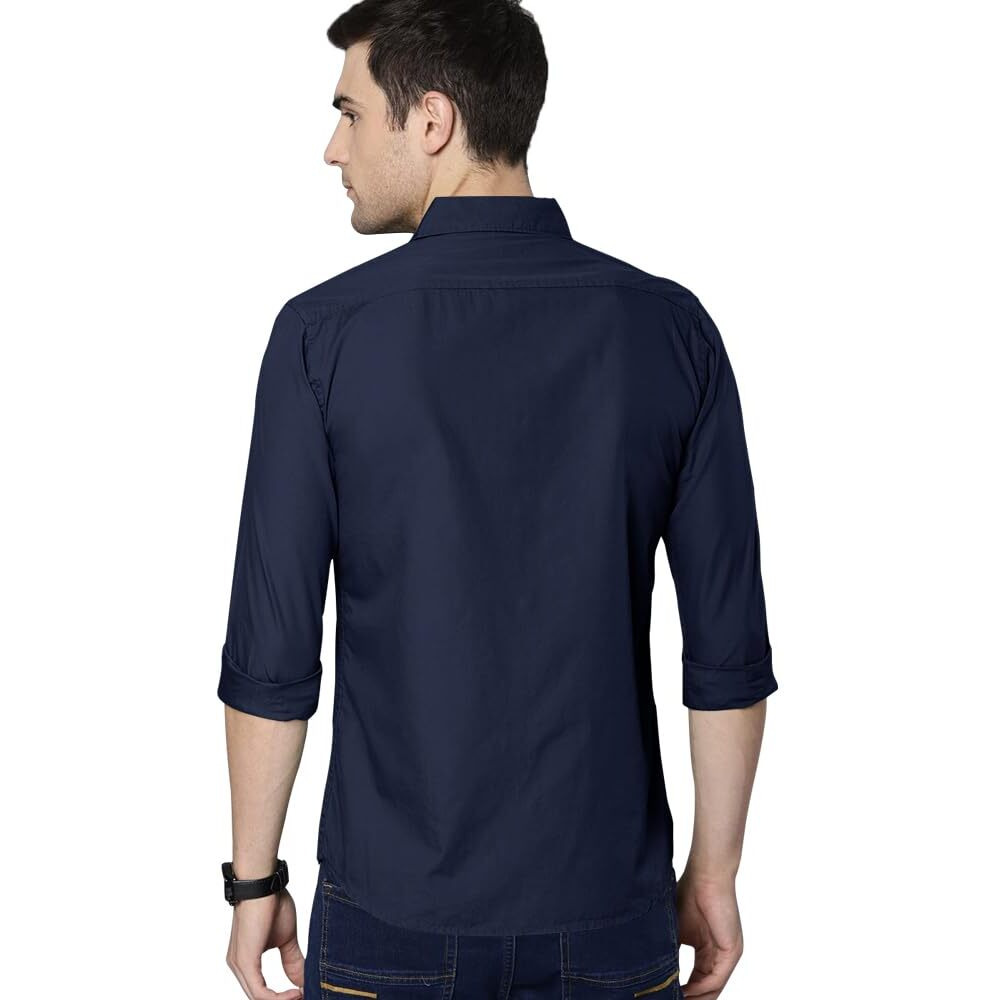 Eyebogler Men's Casual Solid Shirt Navy Blue