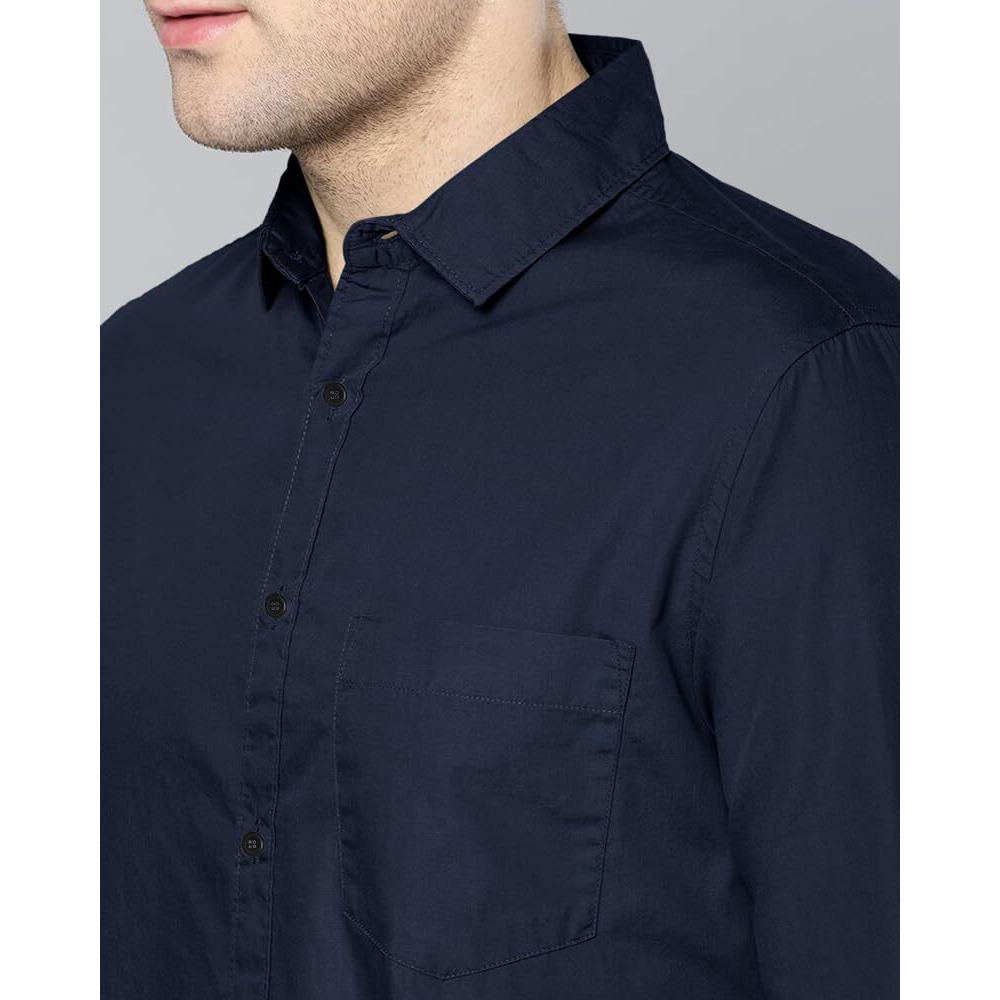 Eyebogler Men's Casual Solid Shirt Navy Blue