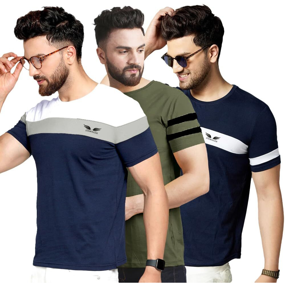 Noble Monk Men Regular Fit T-Shirt | Round Neck | Half Sleeve | Self Design | Casual T Shirt For Men