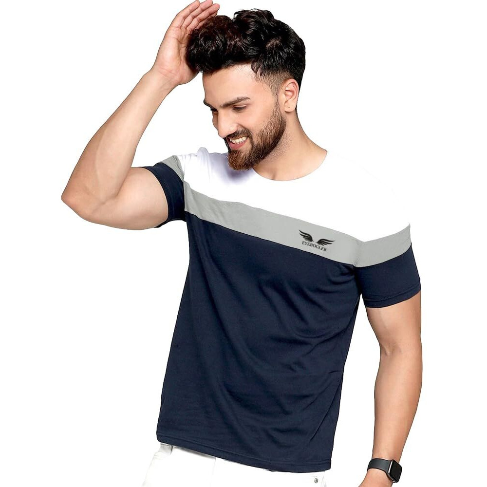 Noble Monk Men Regular Fit T-Shirt | Round Neck | Half Sleeve | Self Design | Casual T Shirt For Men