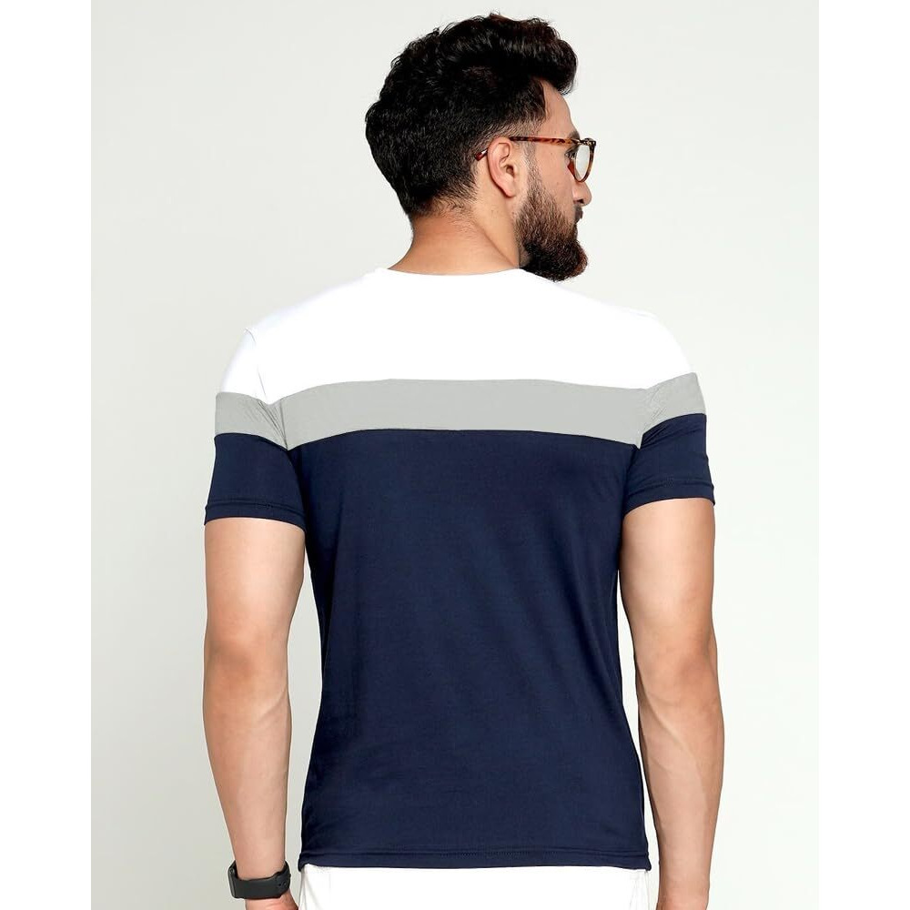 Noble Monk Men Regular Fit T-Shirt | Round Neck | Half Sleeve | Self Design | Casual T Shirt For Men