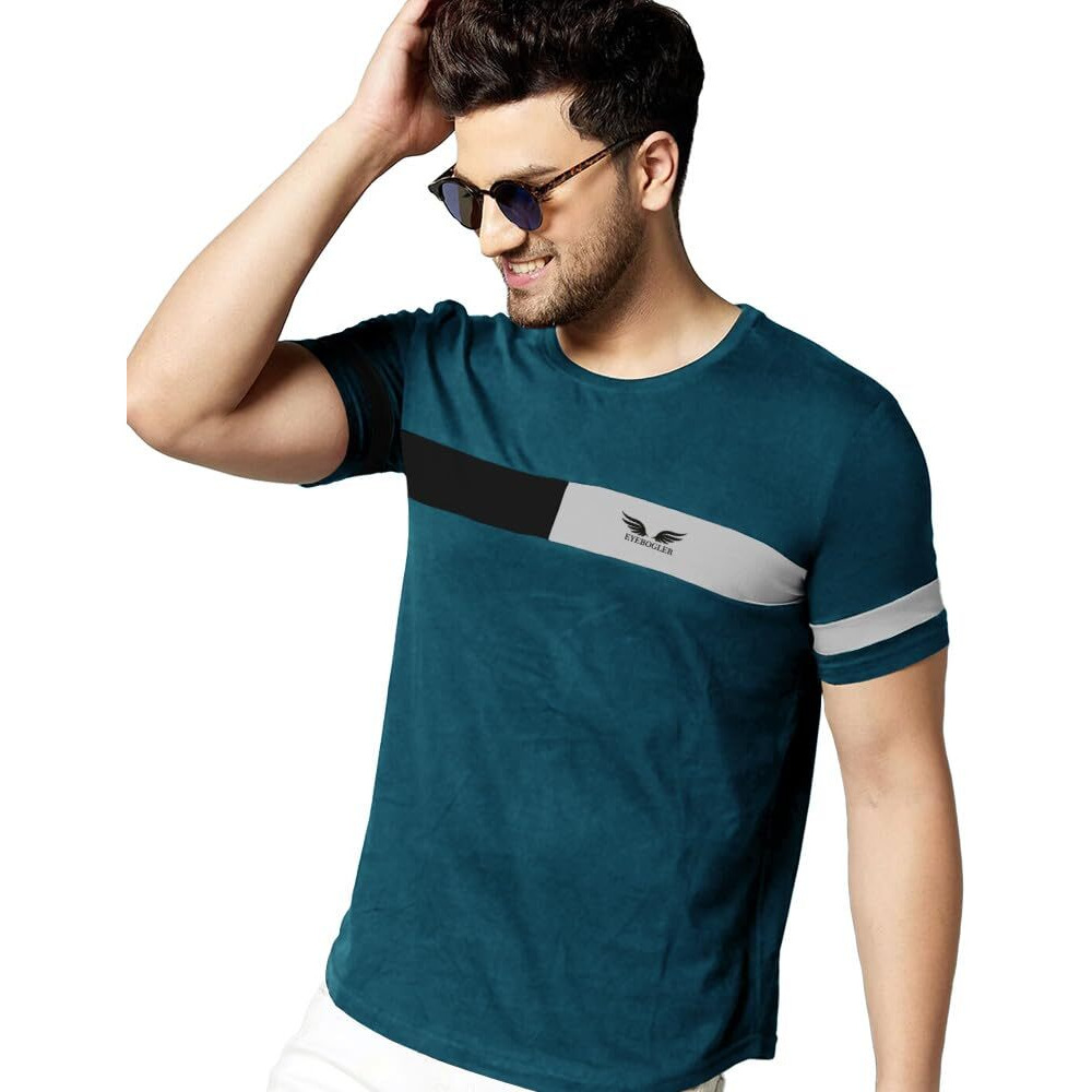 Noble Monk Men Regular Fit T-Shirt | Round Neck | Half Sleeve | Self Design | Casual T Shirt For Men