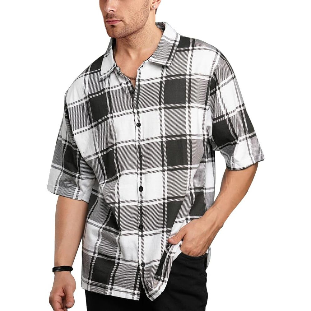 Nobel Monk Men's Checkered Casual Shirt |Half Sleeve | Loose Fit |Stylish Shirt For Men Maroon