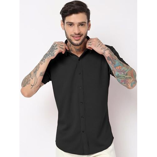 Nobel Monk Men's Solid Casual Shirt |Half Sleeve | Regular Fit |Stylish Shirt For Men Sky Blue