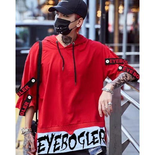 Noble Monk Hooded Neck T-Shirt For Men Red White