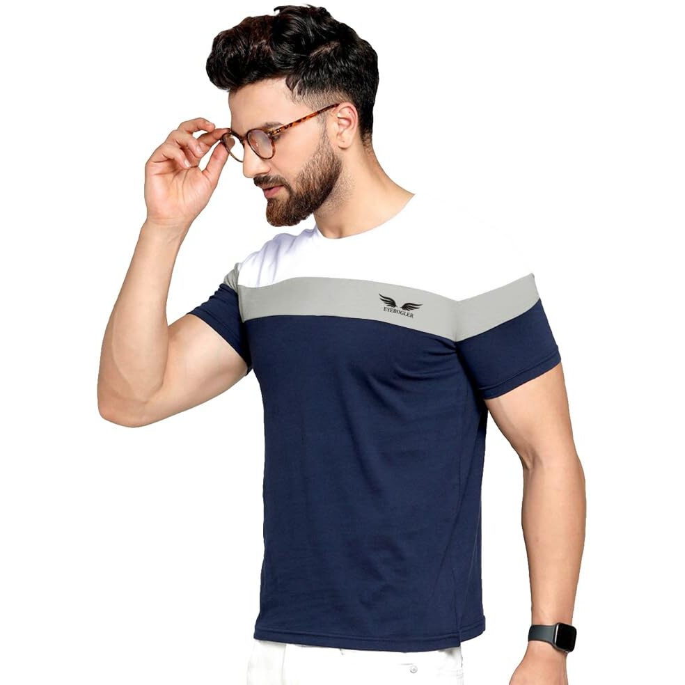Noble Monk Men Regular Fit T-Shirt | Round Neck | Half Sleeve | Self Design | Casual T Shirt For Men