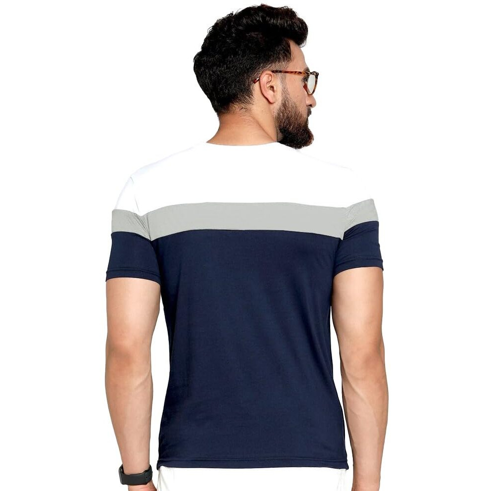 Noble Monk Men Regular Fit T-Shirt | Round Neck | Half Sleeve | Self Design | Casual T Shirt For Men