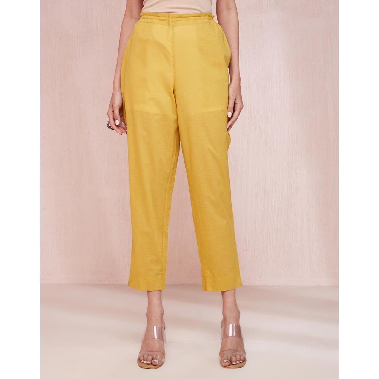 Fabindia Women's Regular Pant (2124217Mustard_Mustard