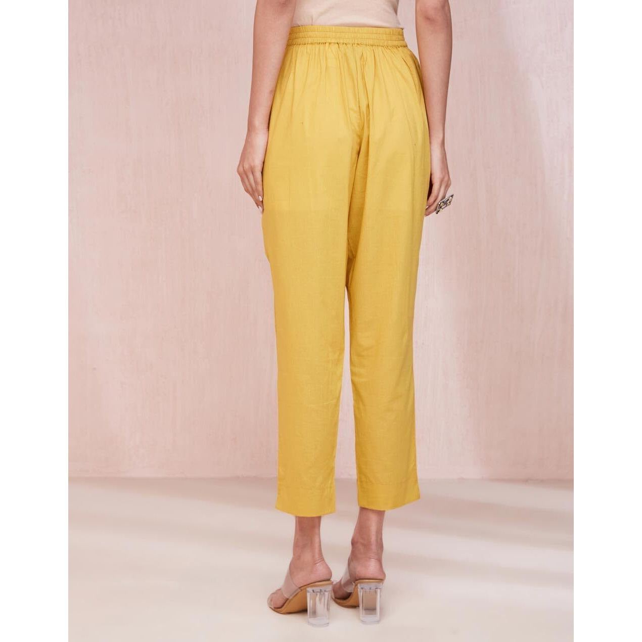 Fabindia Women's Regular Pant (2124217Mustard_Mustard
