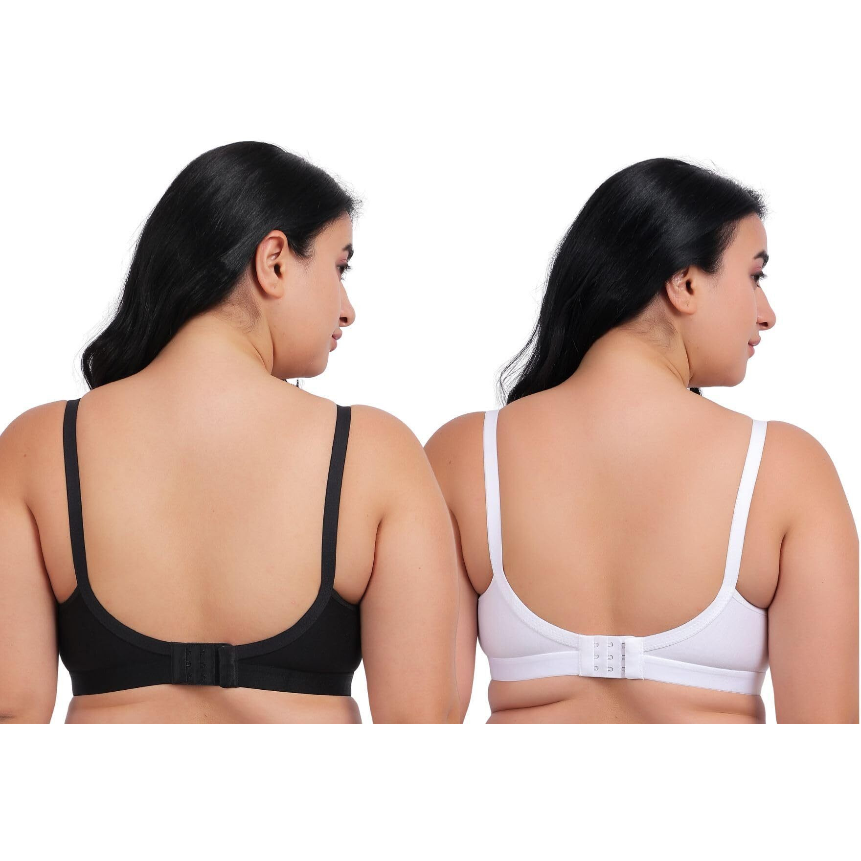 Fabme Women's Cotton Wire Free Casual Nursing Bra (Pack Of 2) (Po2-Br_243_White, Black
