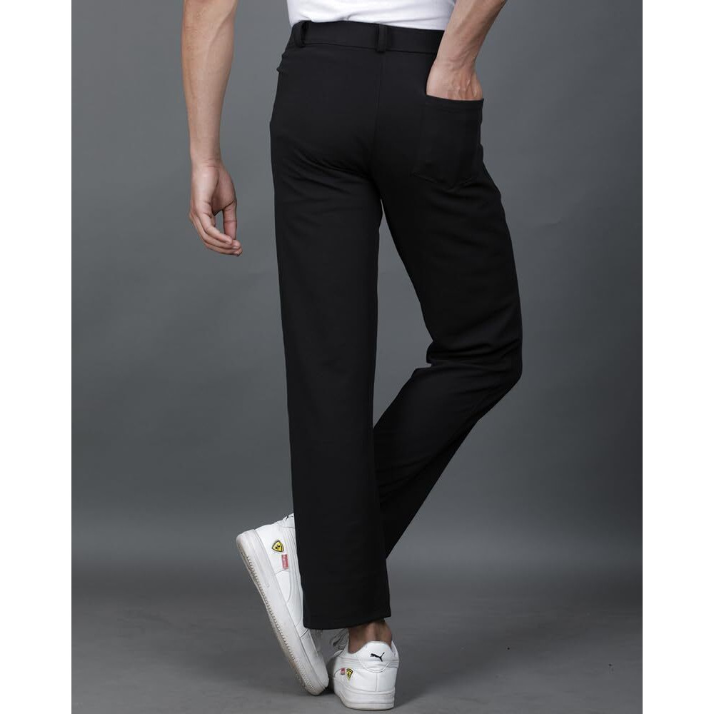 Eyebogler Noble Monk Men's Mid Rise Casual Regular Fit Pants (Mb19_Black, Medium