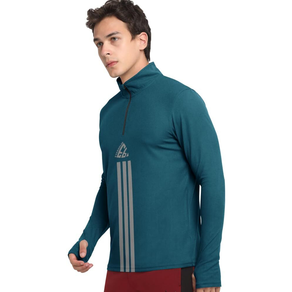 Eyebogler Men Polo Neck Graphic Printed Full Sleeve Regular Fir T-Shirt Ink Blue