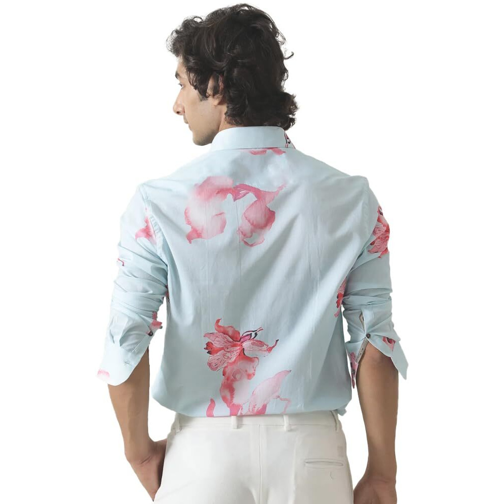 Eyebogler Men Regular Fit Printed Spread Collar Casual Shirt