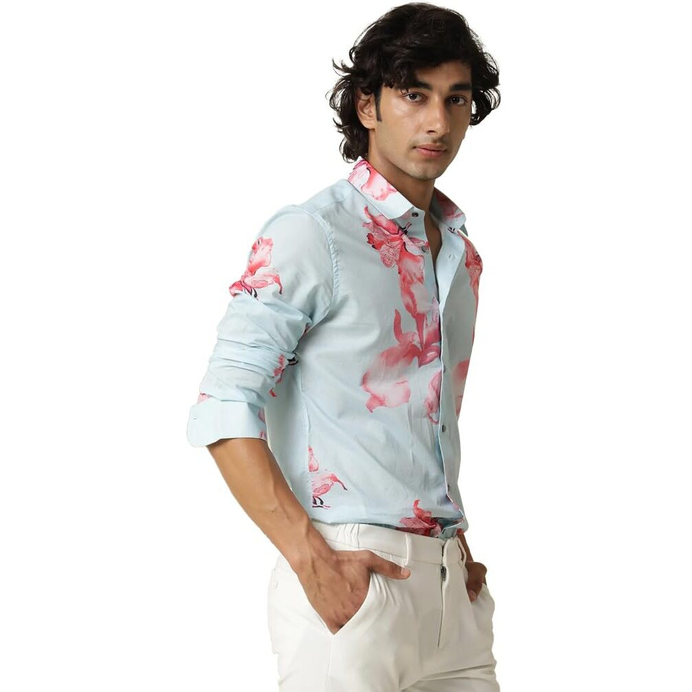 Eyebogler Men Regular Fit Printed Spread Collar Casual Shirt