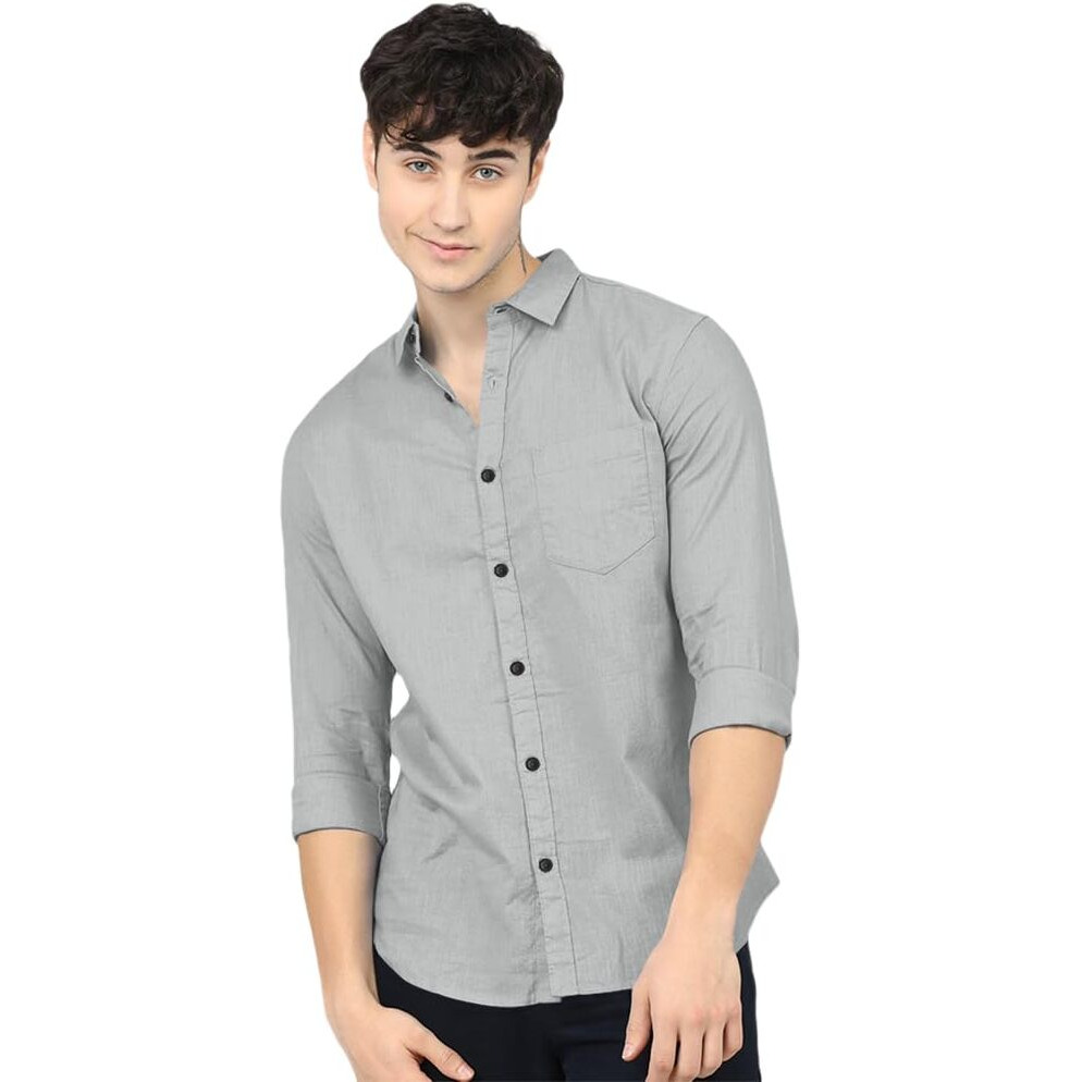 Eyebogler Men's Casual Solid Shirt Cement Grey