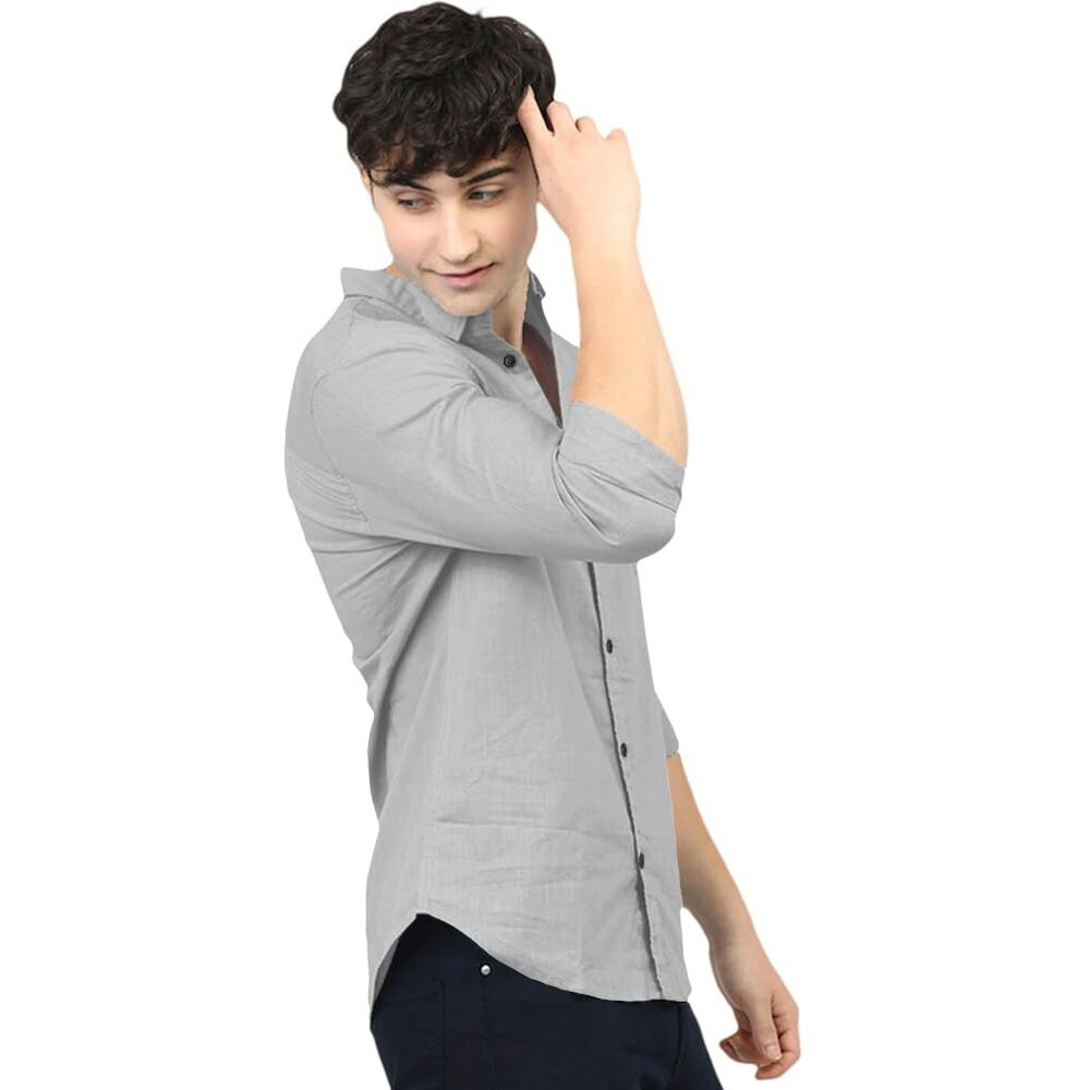 Eyebogler Men's Casual Solid Shirt Cement Grey