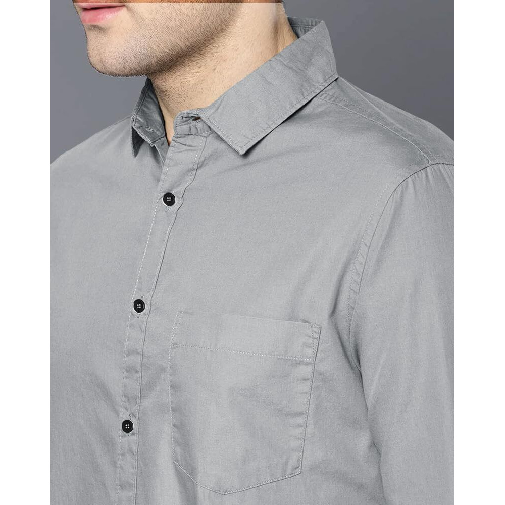 Eyebogler Men's Casual Solid Shirt Cement Grey