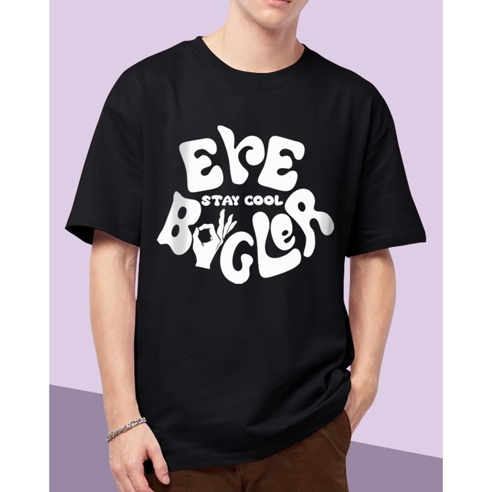 Eyebogler Men's Letter Print Oversized Fit T-Shirt (T811_Black